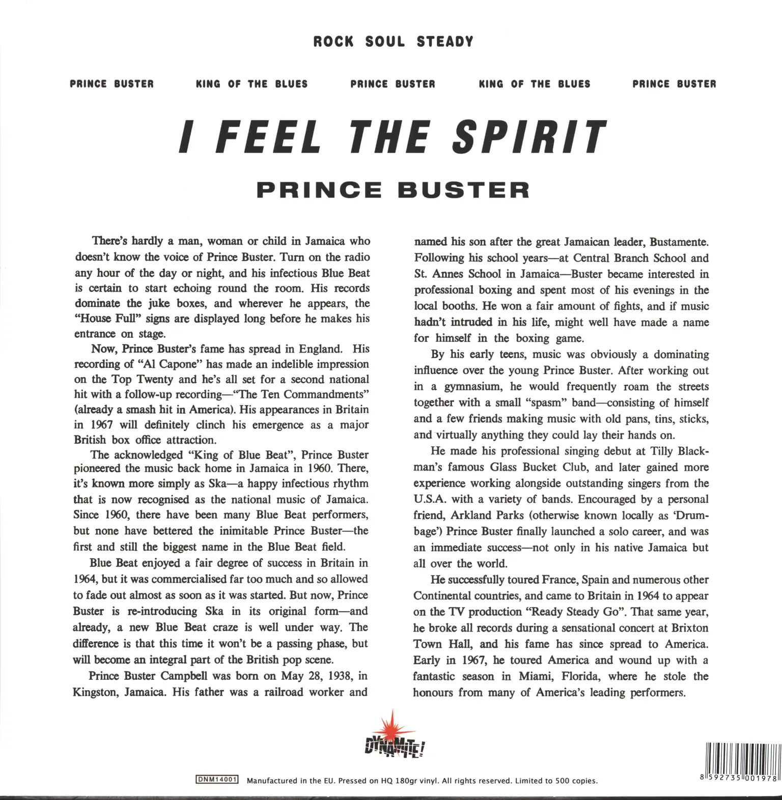 Prince Buster: I Feel The Spirit, LP (Vinyl)