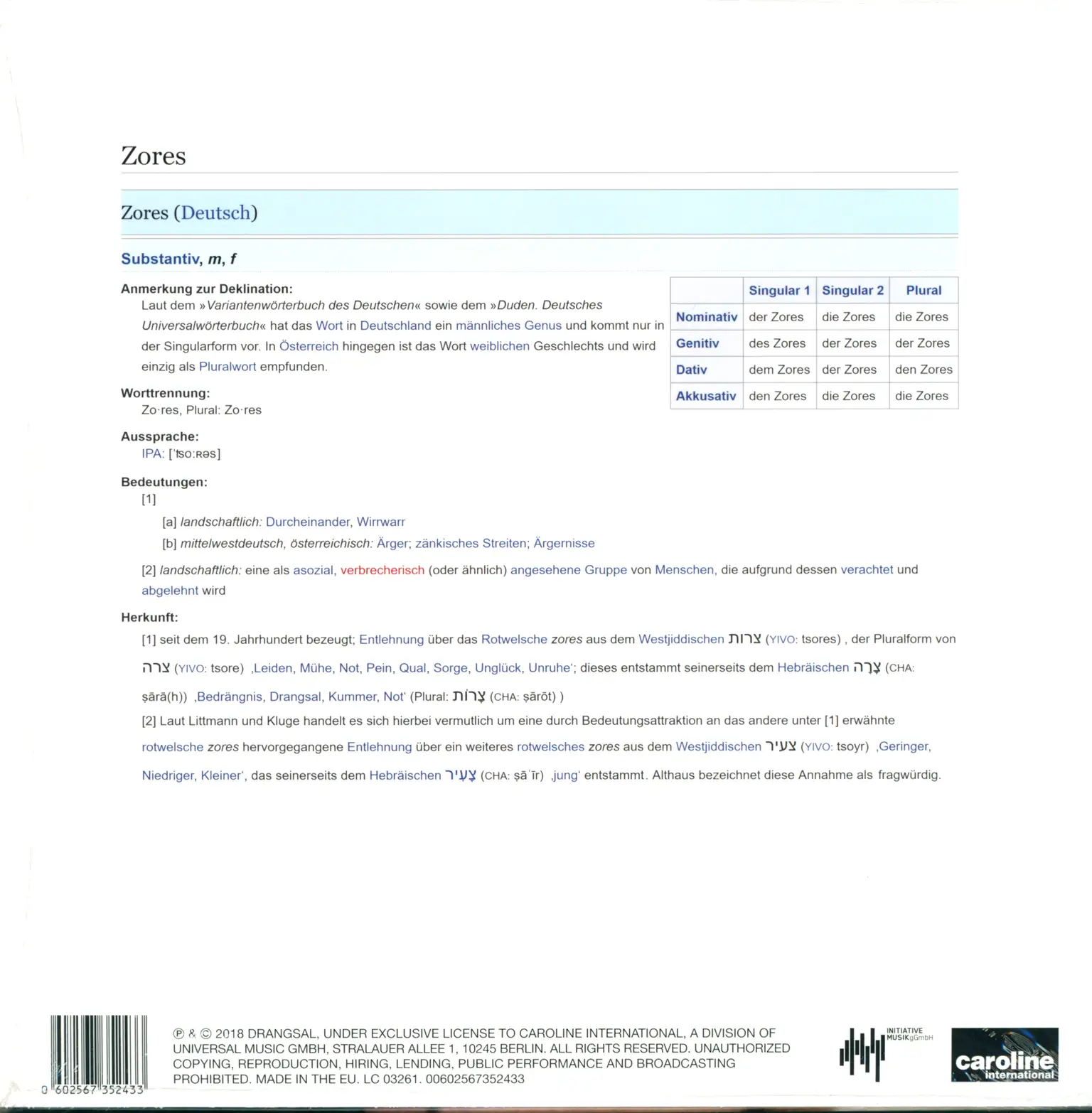 Drangsal: Zores, LP (Vinyl)
