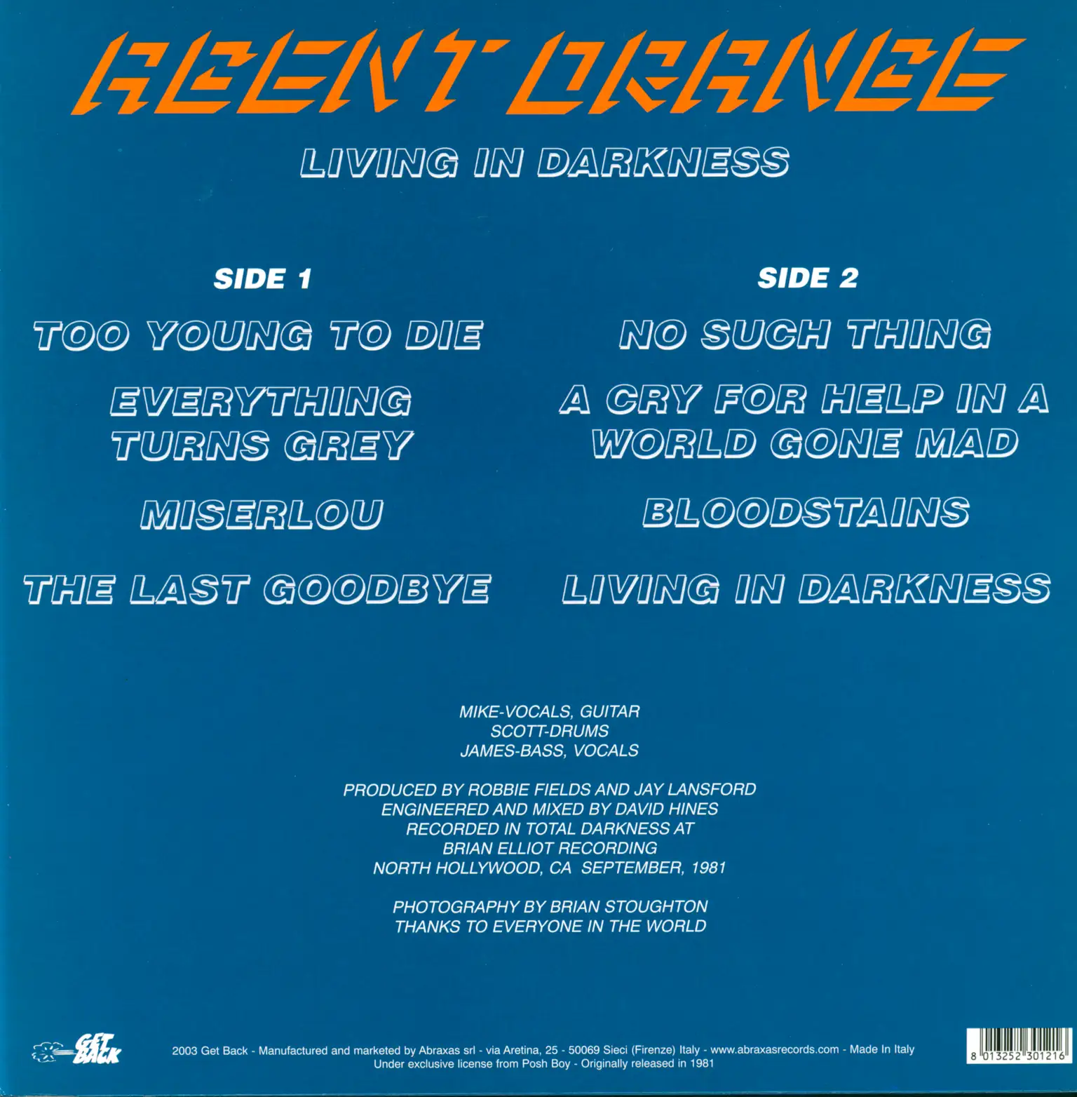 Agent Orange: Living In Darkness, LP (Vinyl)