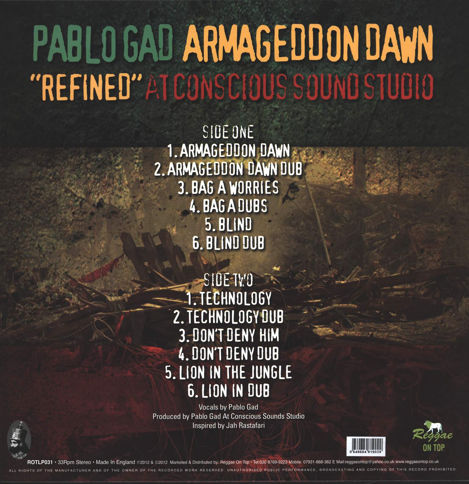 Pablo Gad: Armageddon Dawn “Refined” At Conscious Sounds Studio, LP (Vinyl)