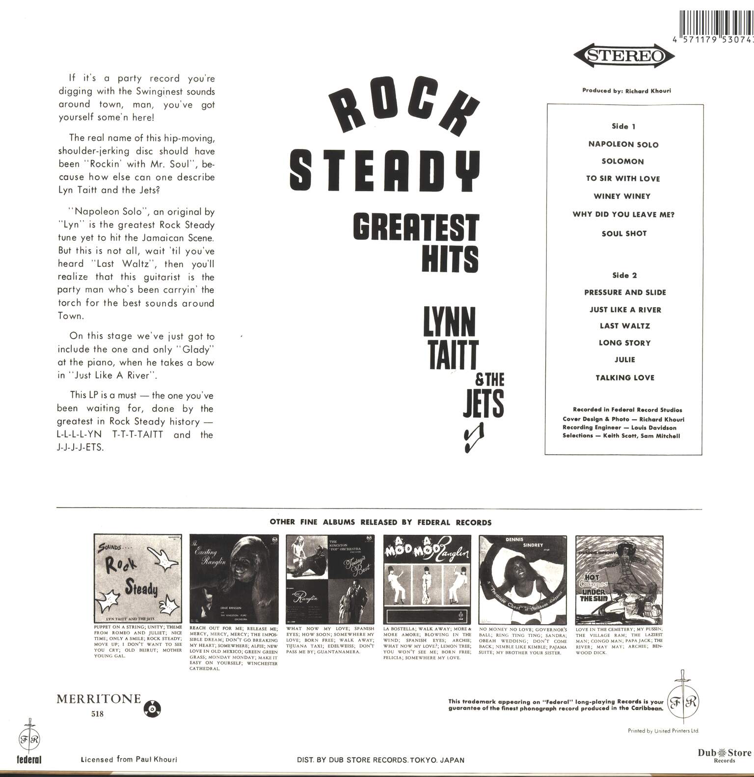Lynn Taitt & The Jets: Rock Steady Greatest Hits, LP (Vinyl)