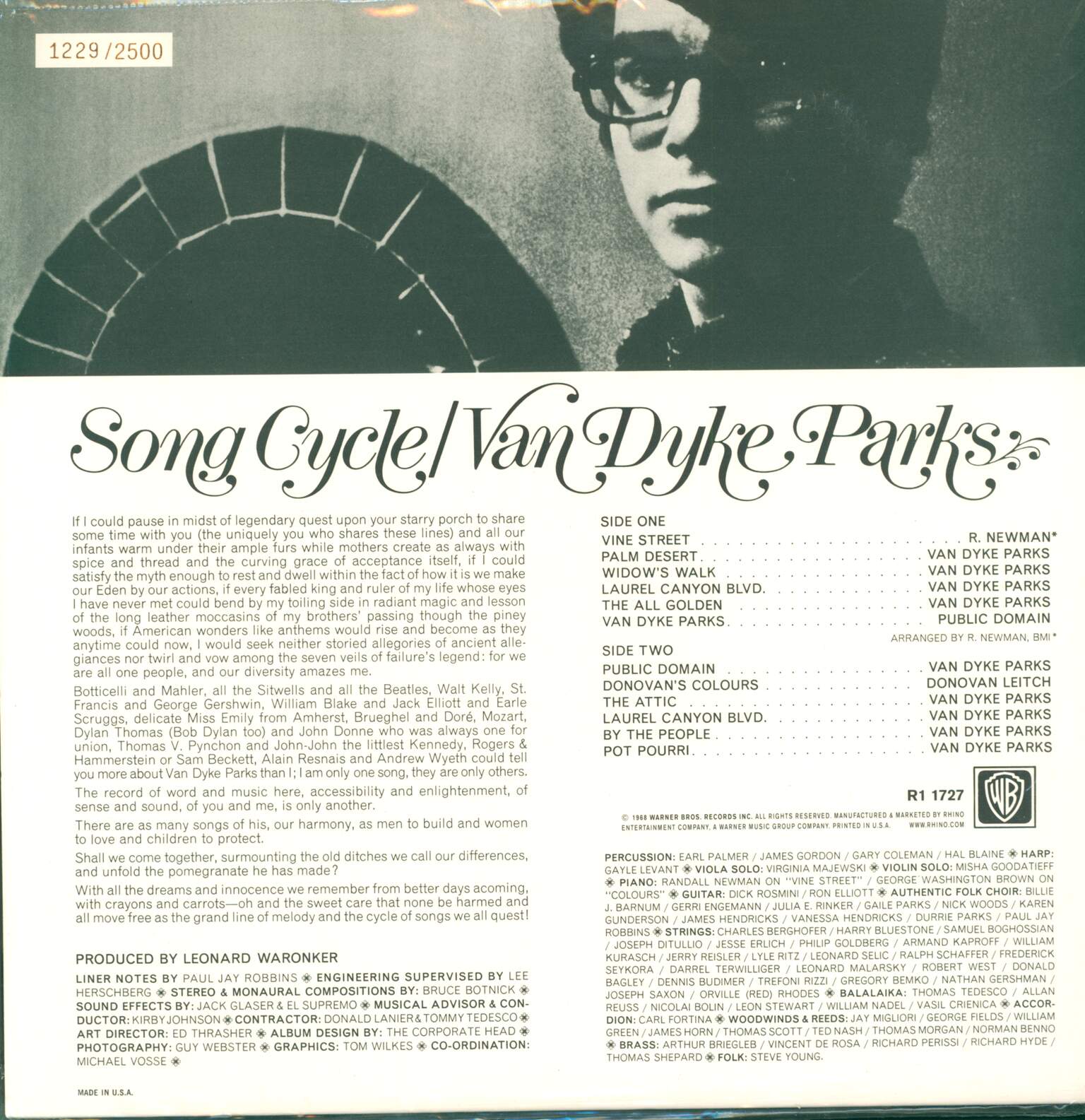 Van Dyke Parks: Song Cycle, LP (Vinyl)