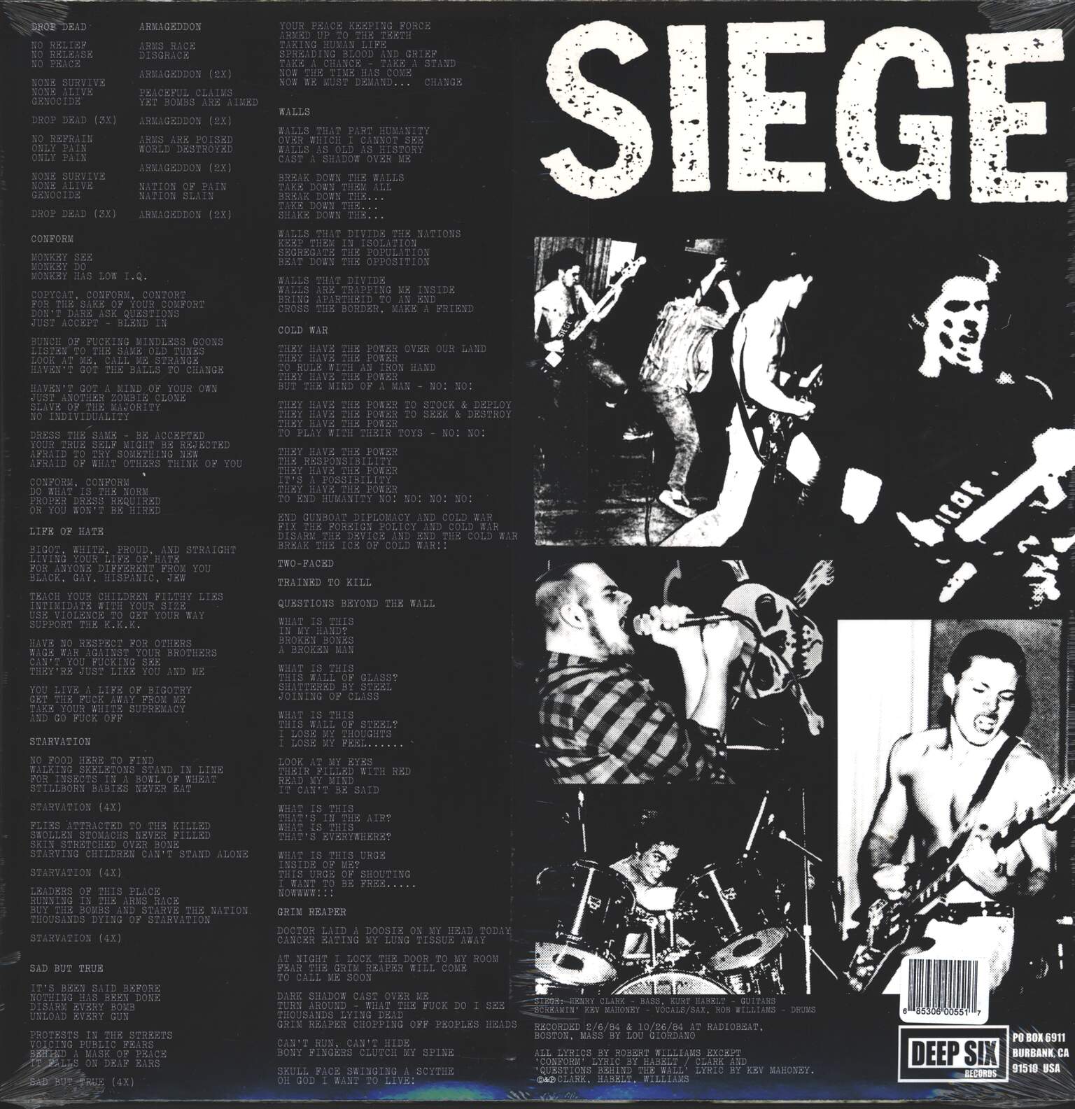 Siege: Drop Dead, 12" Maxi Single (Vinyl)