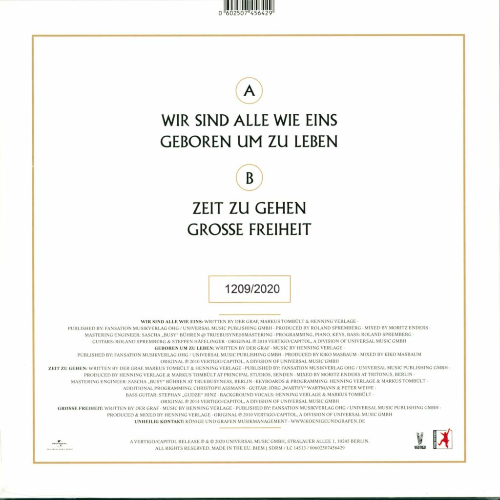 Unheilig: Wir Sind Alle Wie Eins, 10" Vinyl EP