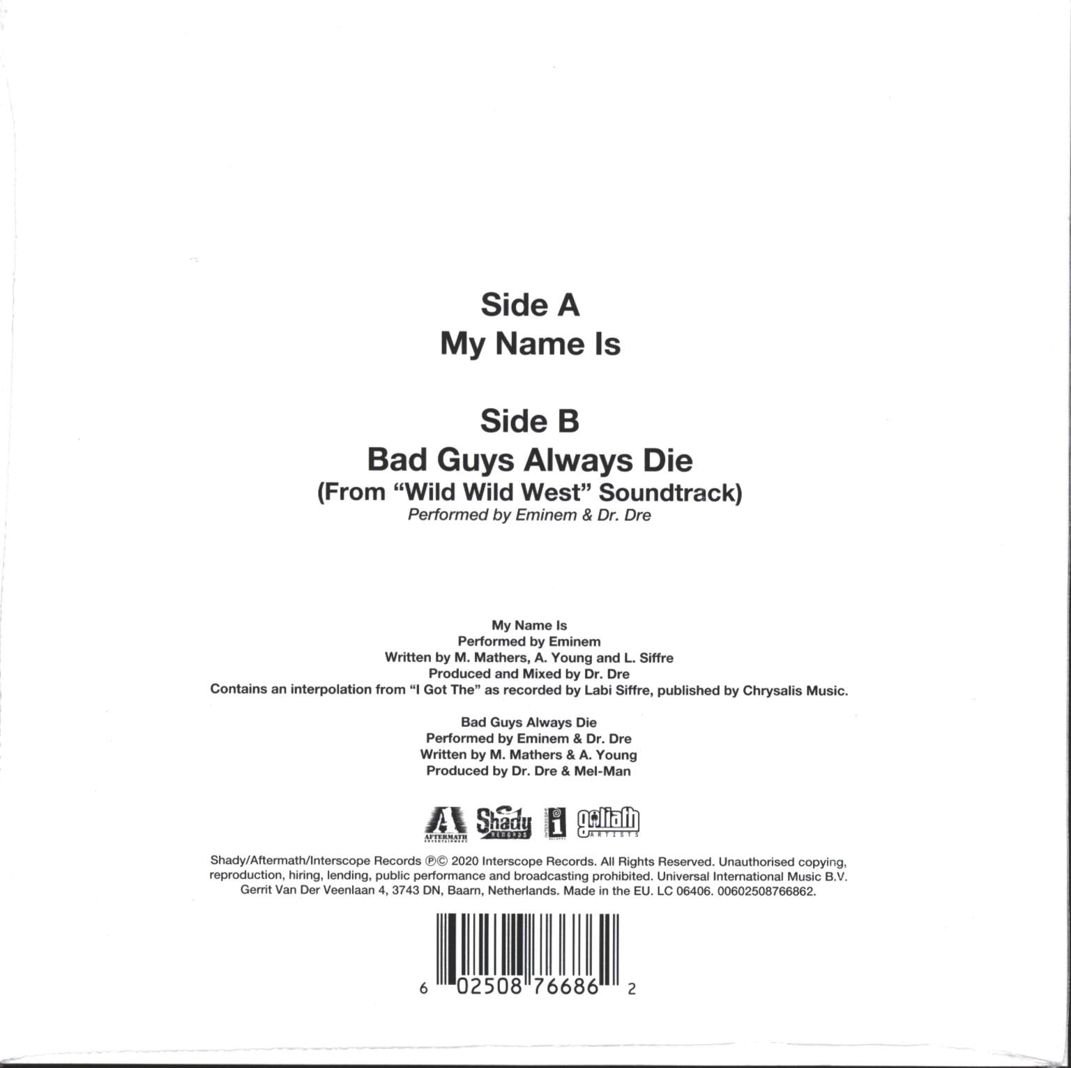 Eminem: My Name Is, 7" Single (Vinyl)