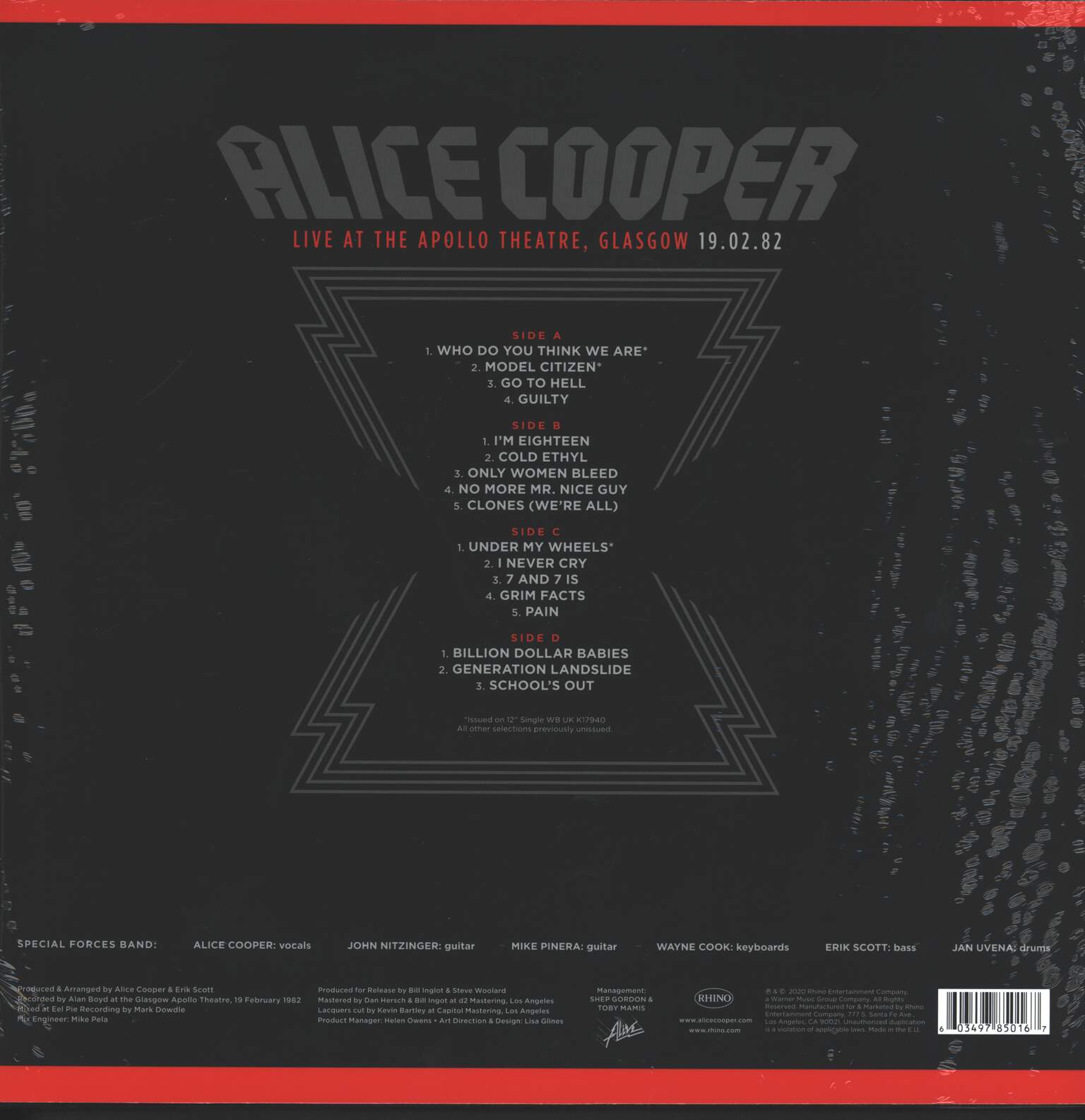 Alice Cooper: Live At The Apollo Theatre, Glasgow // 19.02.82, 2×LP (Vinyl)