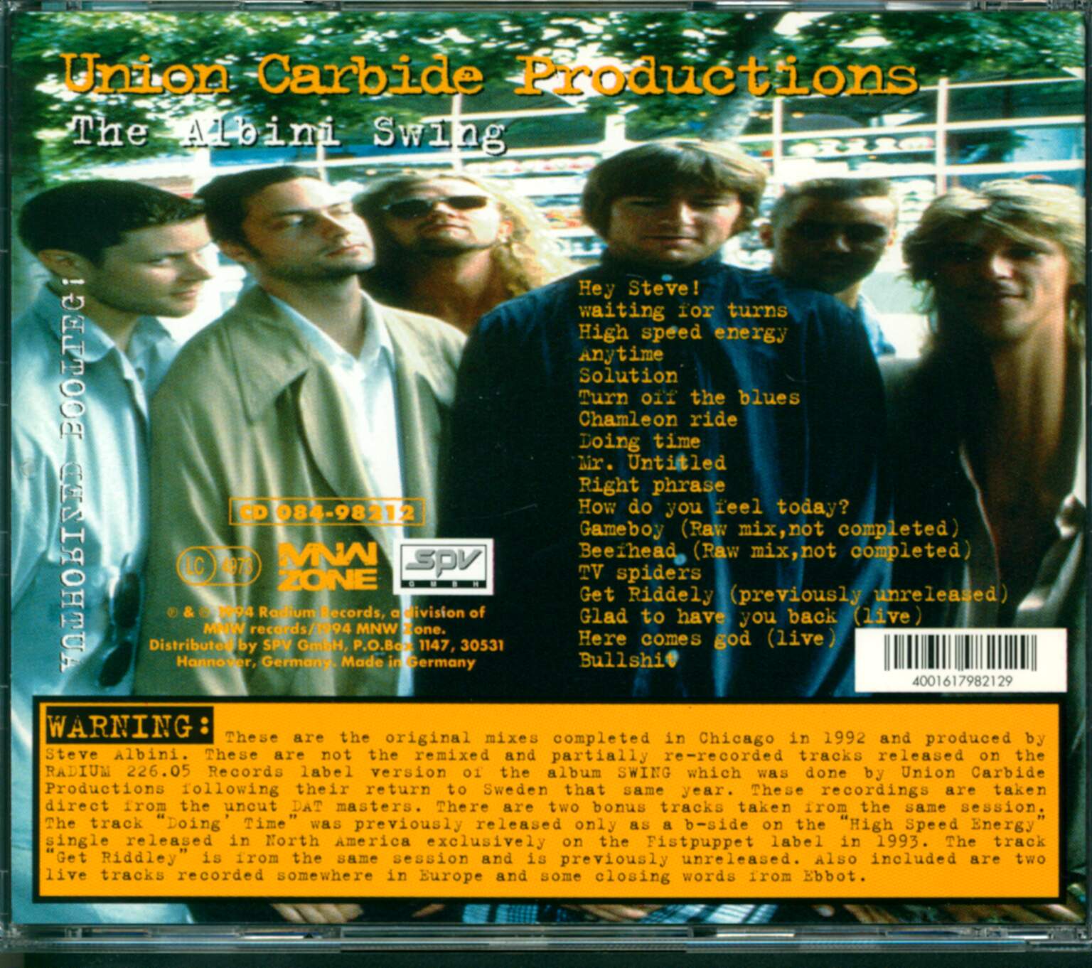 Union Carbide Productions: The Albini Swing, CD