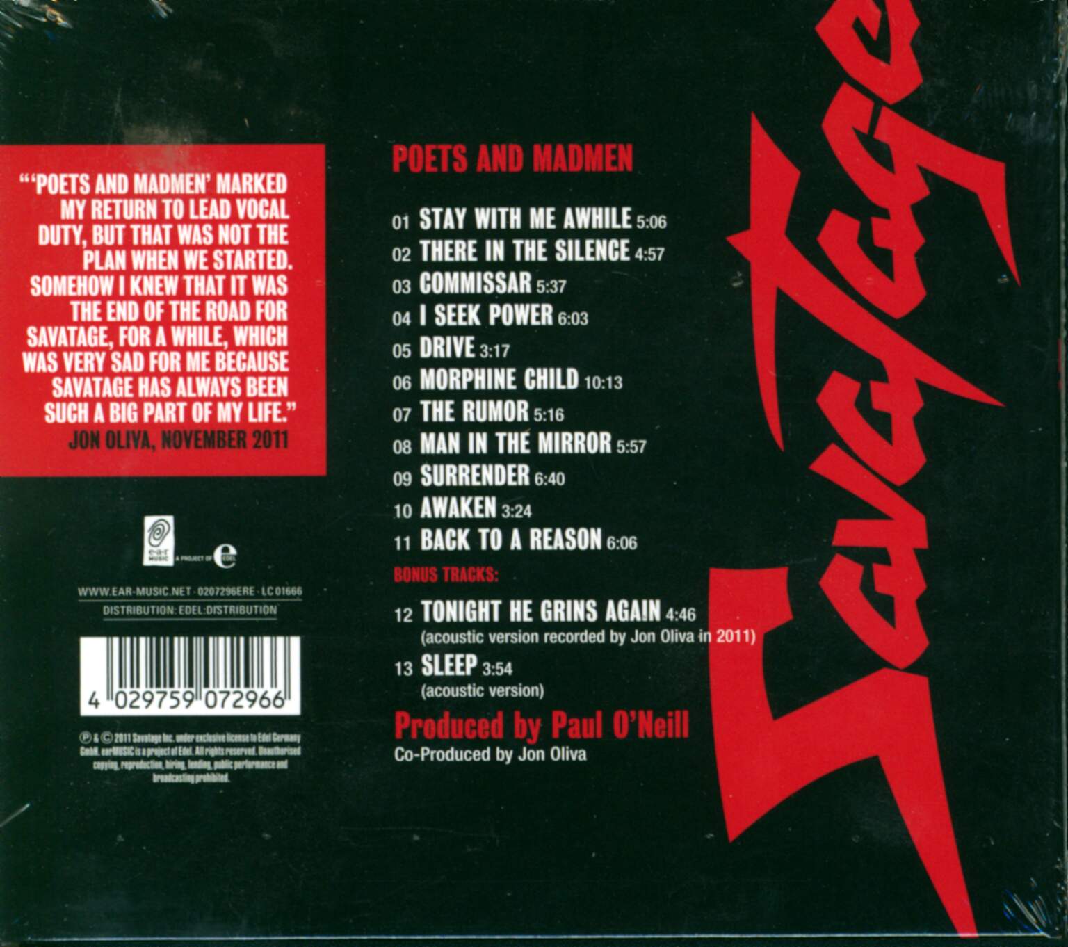 Savatage: Poets And Madmen, CD