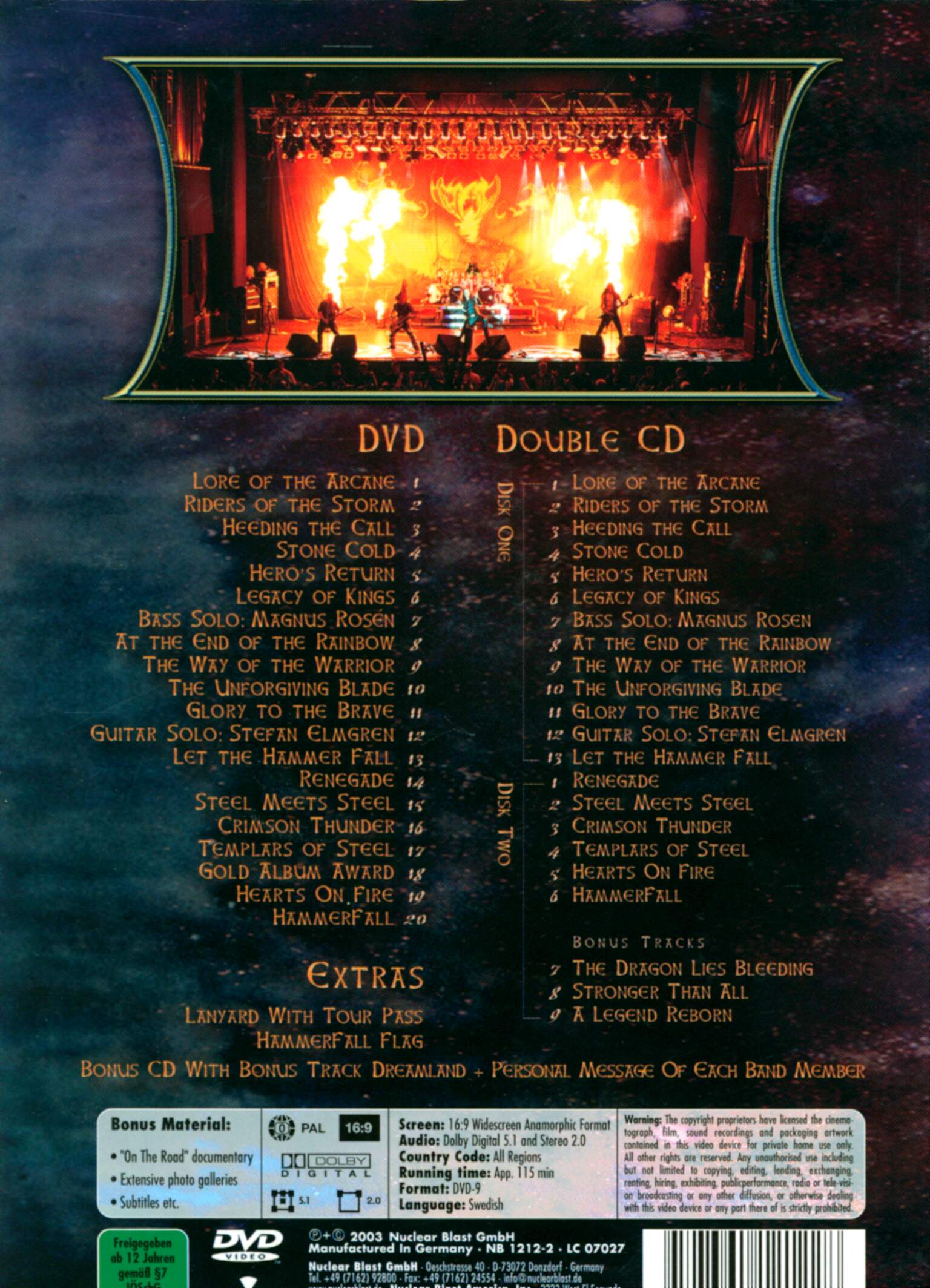 Hammerfall: One Crimson Night, DVD