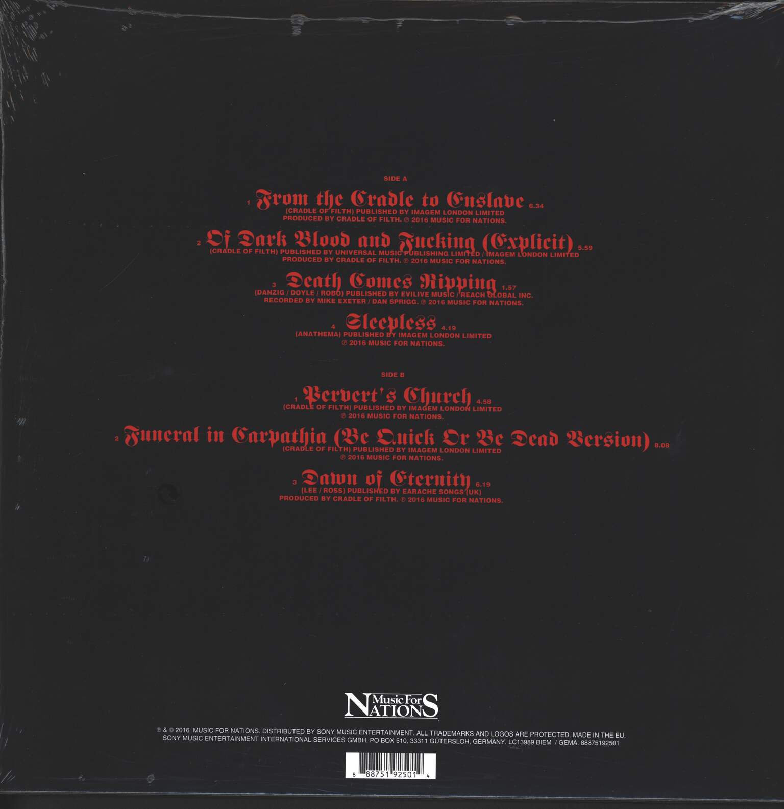 Cradle Of Filth: From The Cradle To Enslave E.P., 12" Maxi Single (Vinyl)