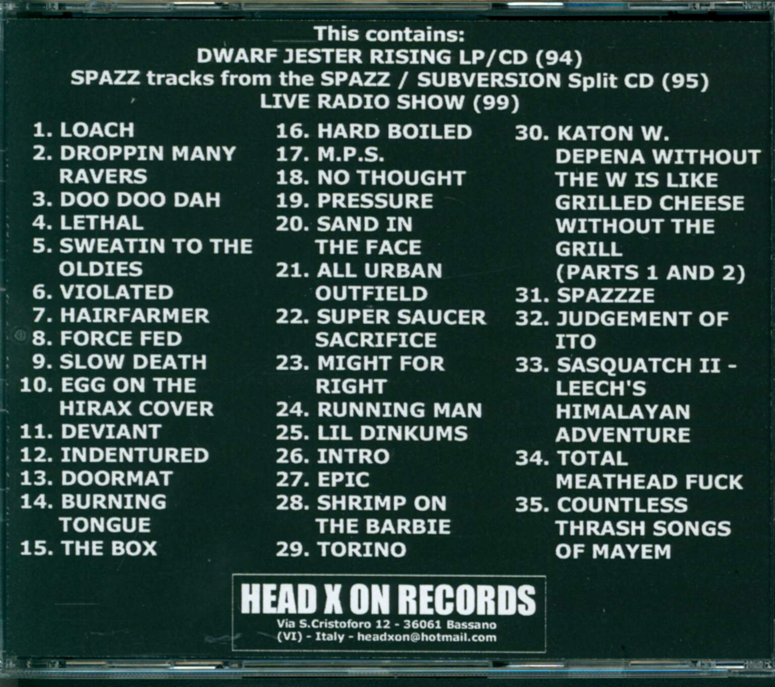 Spazz: Sweatin' II: Deported Live Dwarf, CD