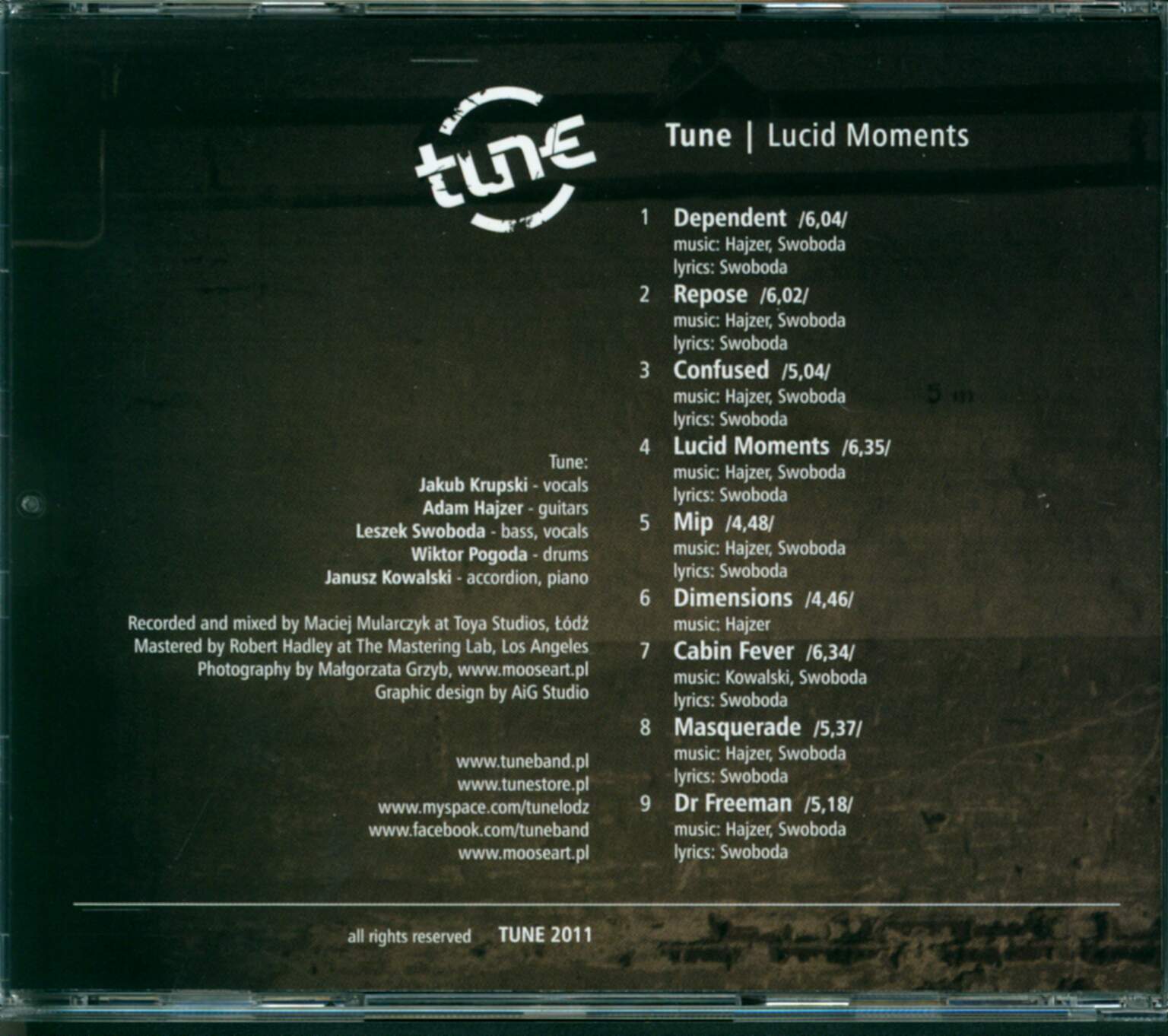 Tune: Lucid Moments, CD