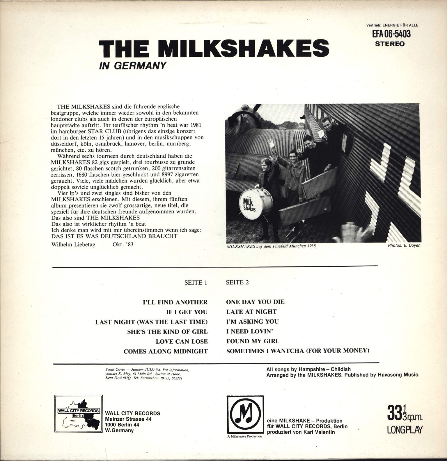 Thee Milkshakes: The Milkshakes In Germany, LP (Vinyl)