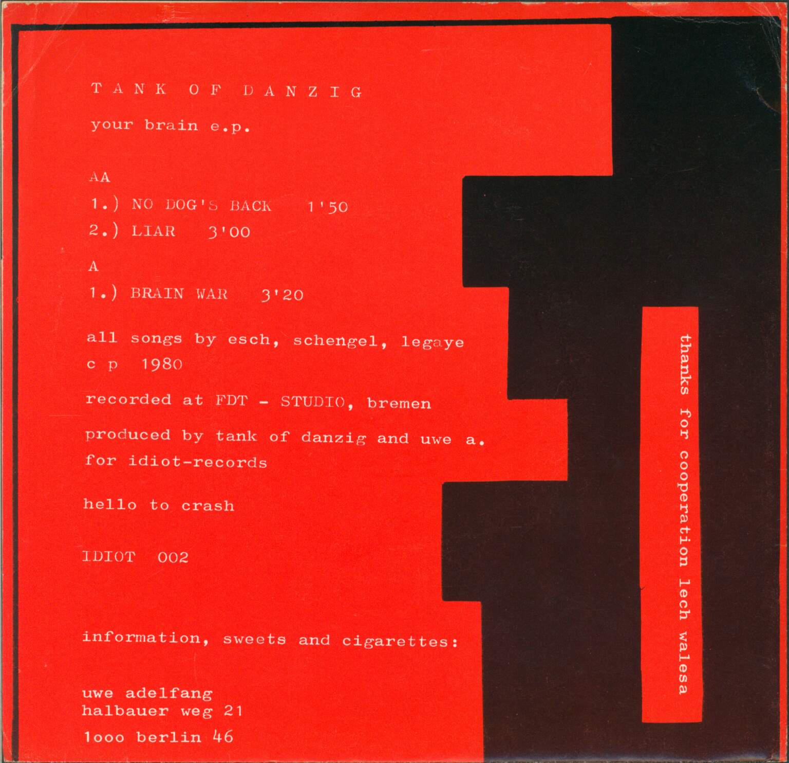 Tank Of Danzig: Your Brain EP, 1×7" Single (Vinyl)