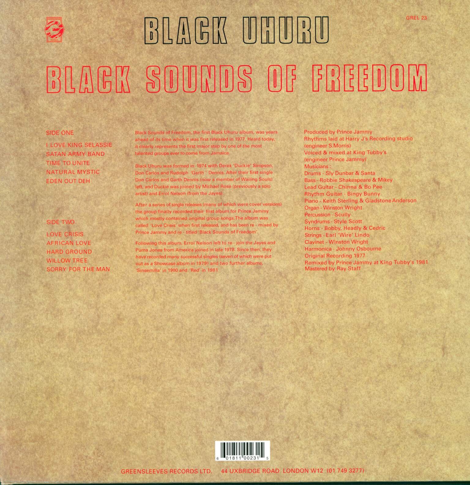 Black Uhuru: Black Sounds Of Freedom, 1×LP (Vinyl)