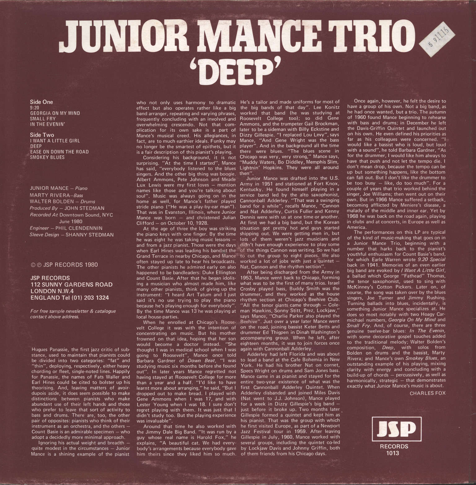 Mance Trio, Junior: Deep, 1×LP (Vinyl)