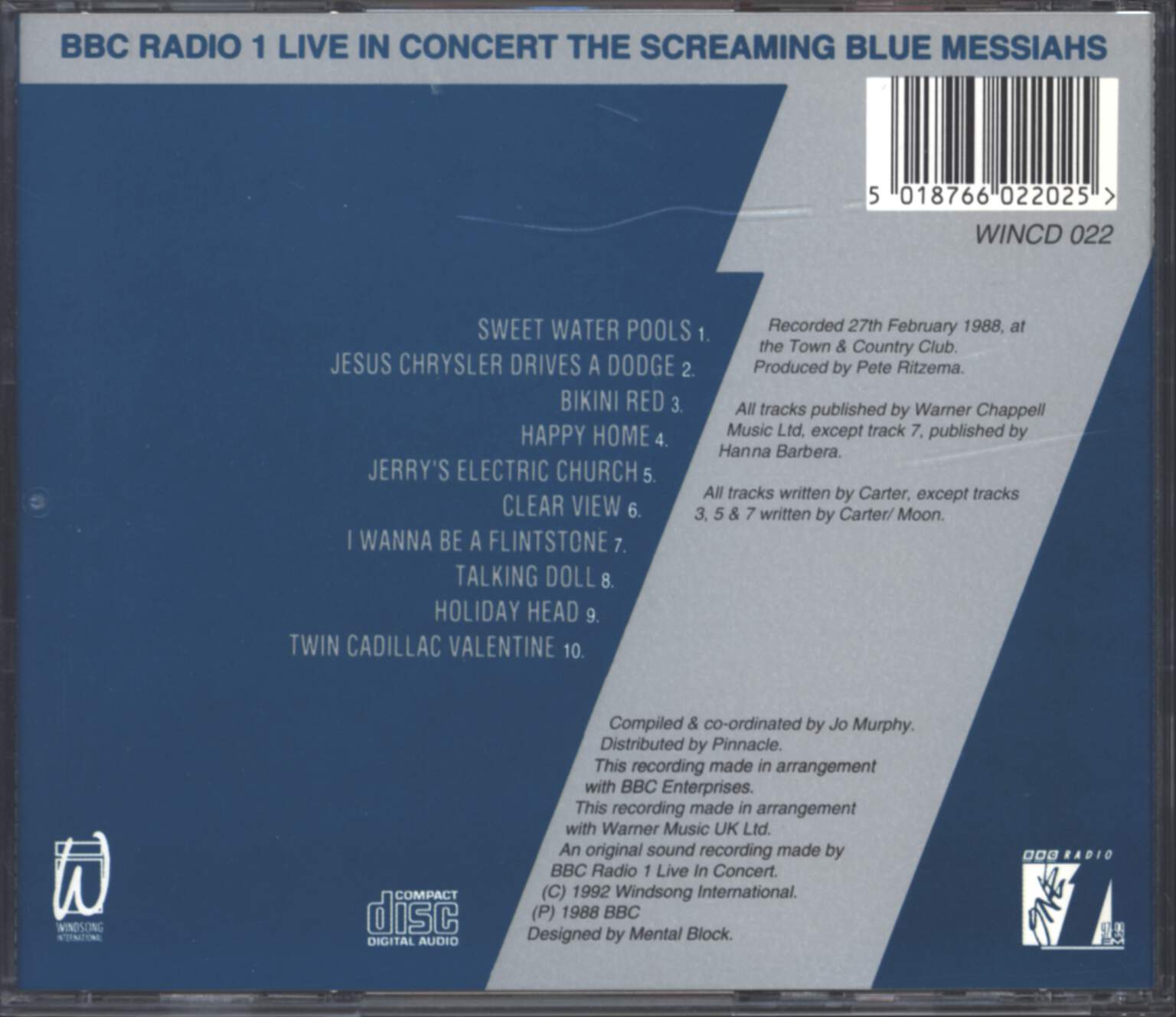 The Screaming Blue Messiahs: BBC Radio 1 Live In Concert, 1×CD