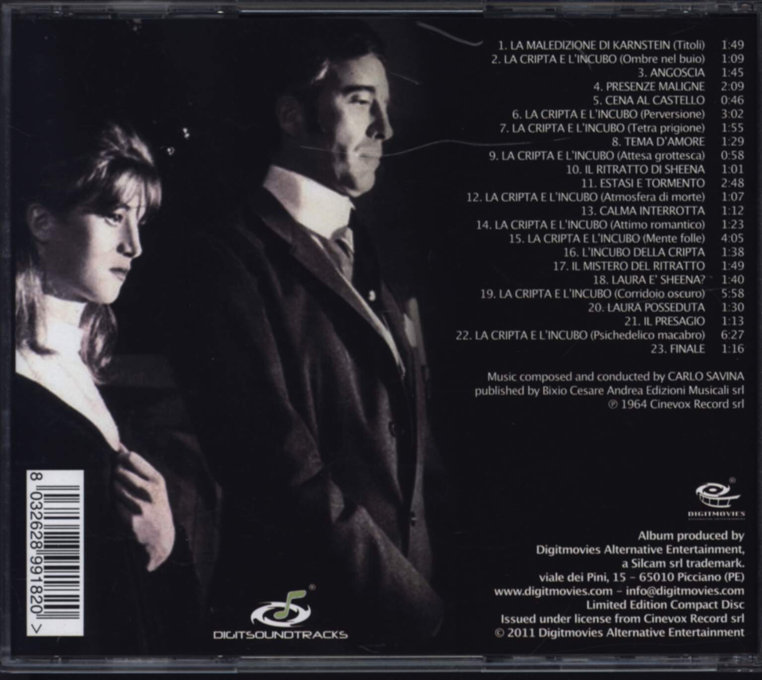 Carlo Savina: La Cripta E L'Incubo (Original Motion Picture Soundtrack In Full Stereo), 1×CD