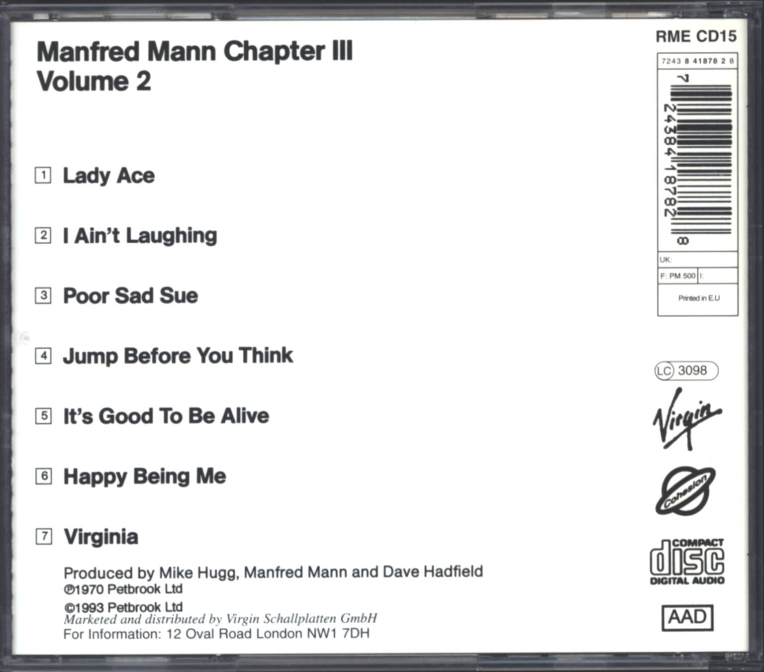 Manfred Mann Chapter Three: Volume 2, 1×CD