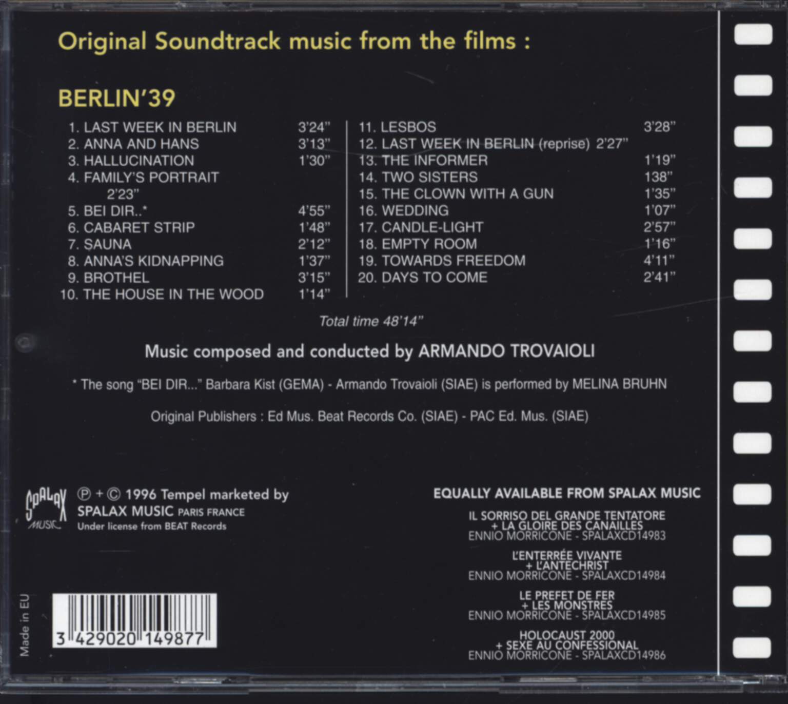 Armando Trovaioli: Berlin'39 (Original Soundtrack), 1×CD