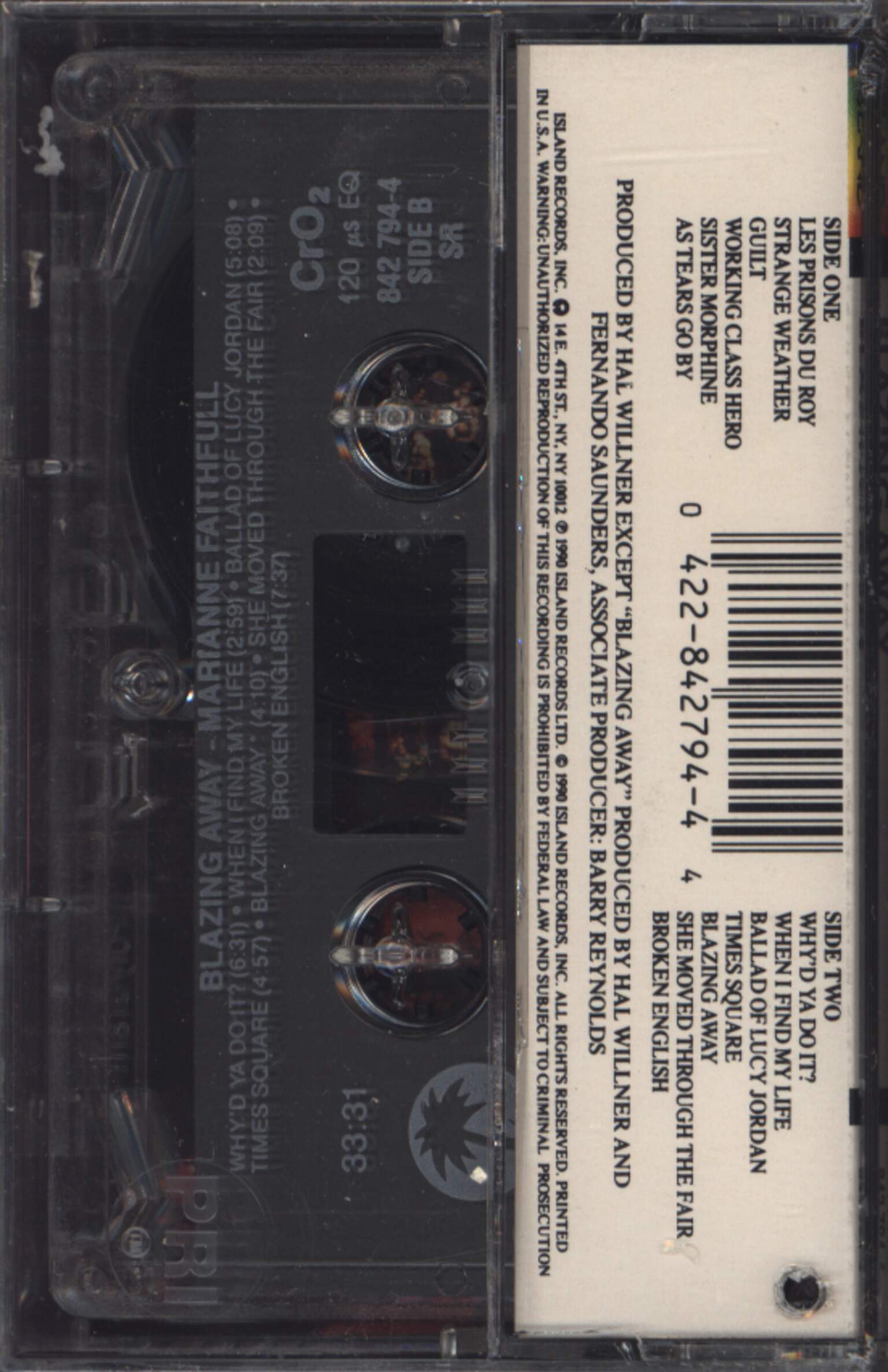 Marianne Faithfull: Blazing Away, 1×Tape