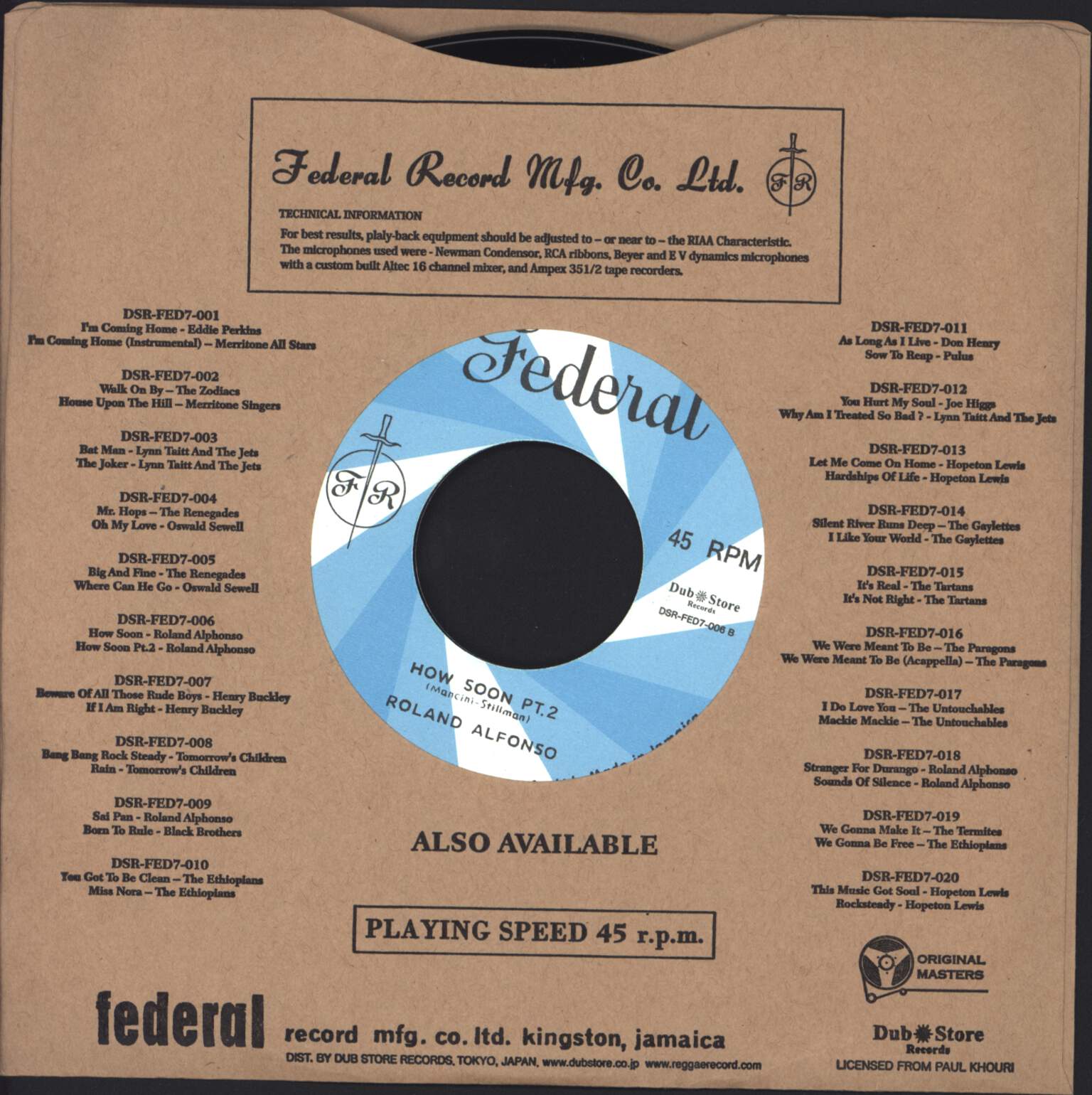 Roland Alphonso: How Soon / How Soon Pt. 2, 1×7" Single (Vinyl)