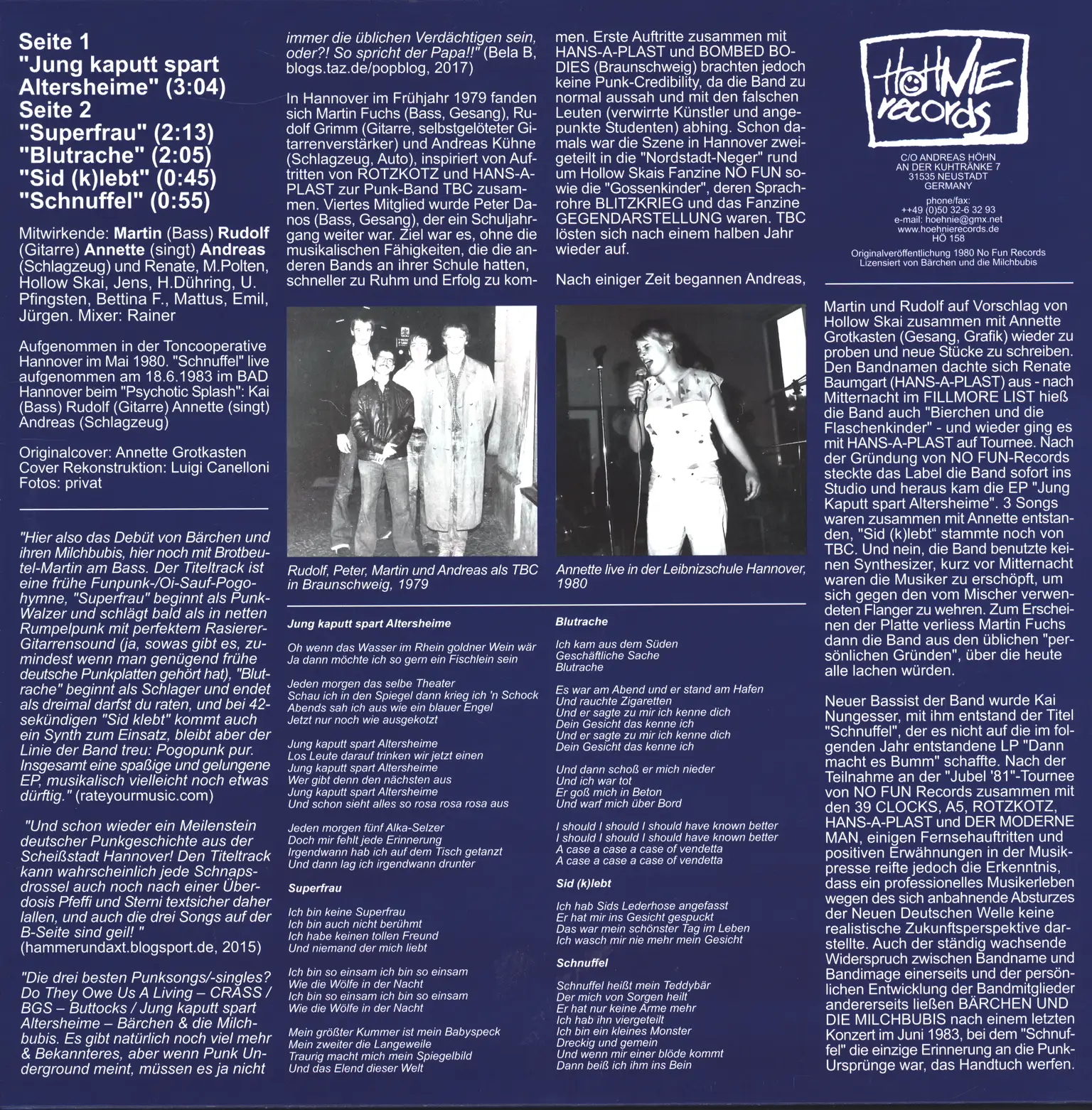 Bärchen Und Die Milchbubis: Jung Kaputt Spart Altersheime, 1×12" Maxi Single (Vinyl)
