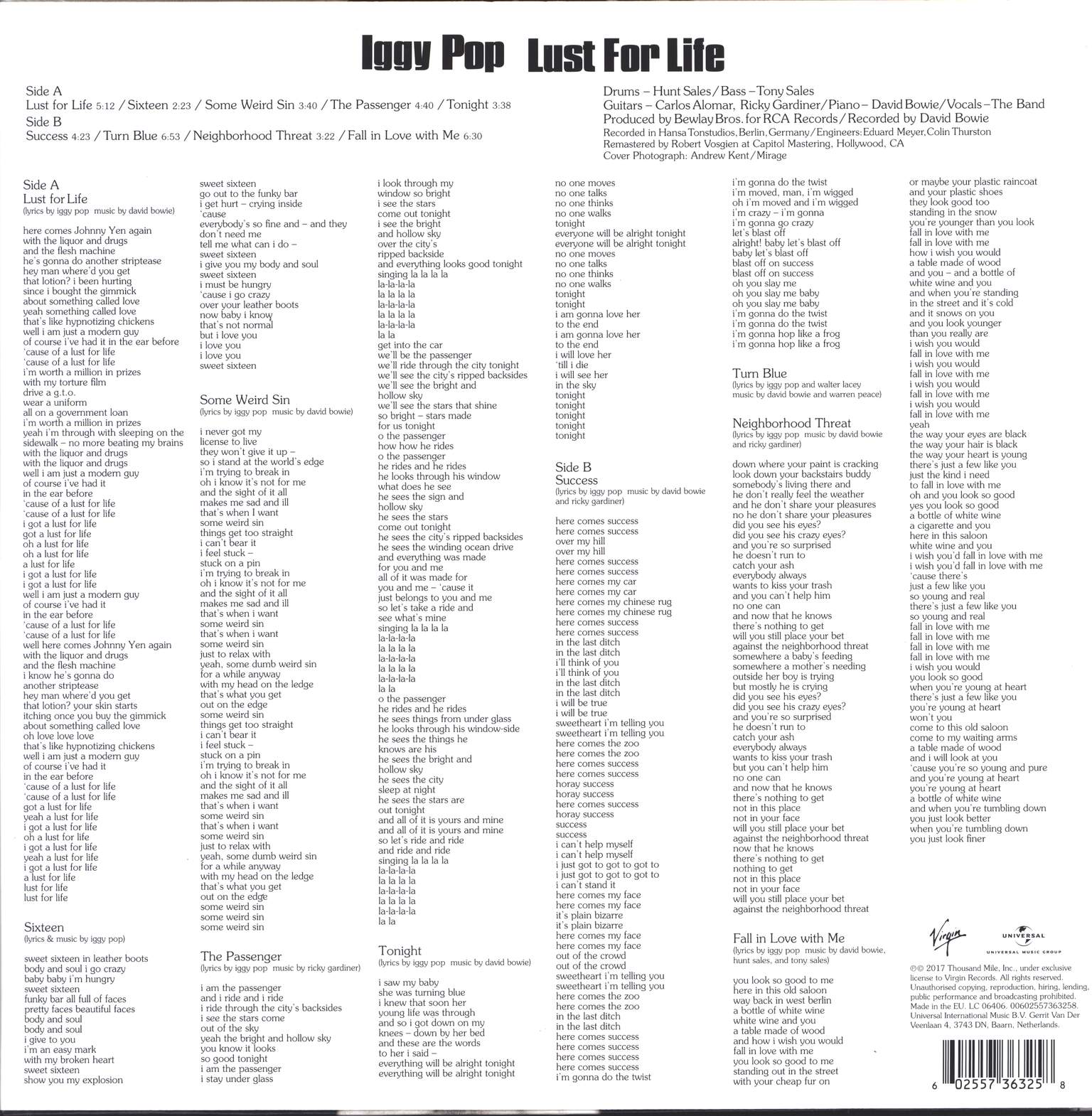 Iggy Pop: Lust For Life, 1×LP (Vinyl)