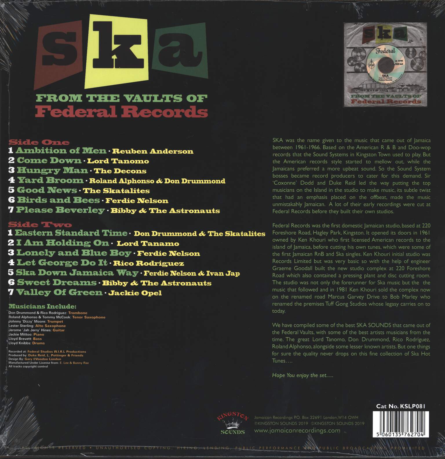 Various Artists: Ska From The Vaults Of Federal Records, 1×LP (Vinyl)