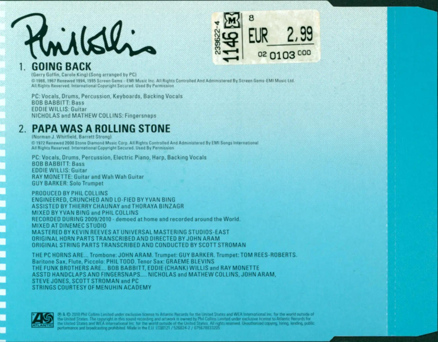 Phil Collins: Going Back, 1×Mini CD