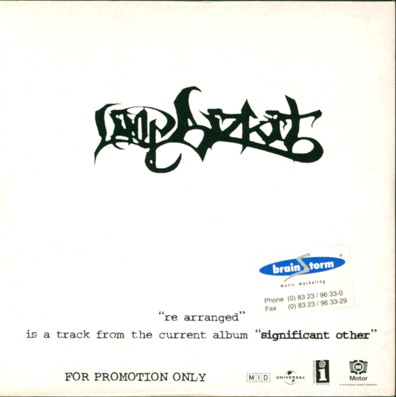Limp Bizkit: Re-arranged, 1×Mini CD