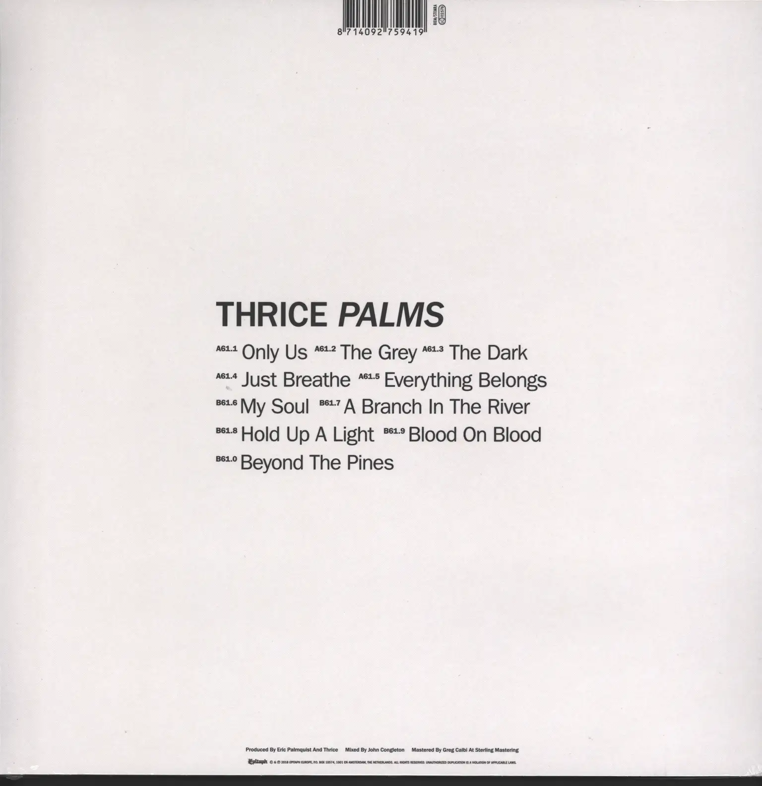 Thrice: Palms, 1×LP (Vinyl)