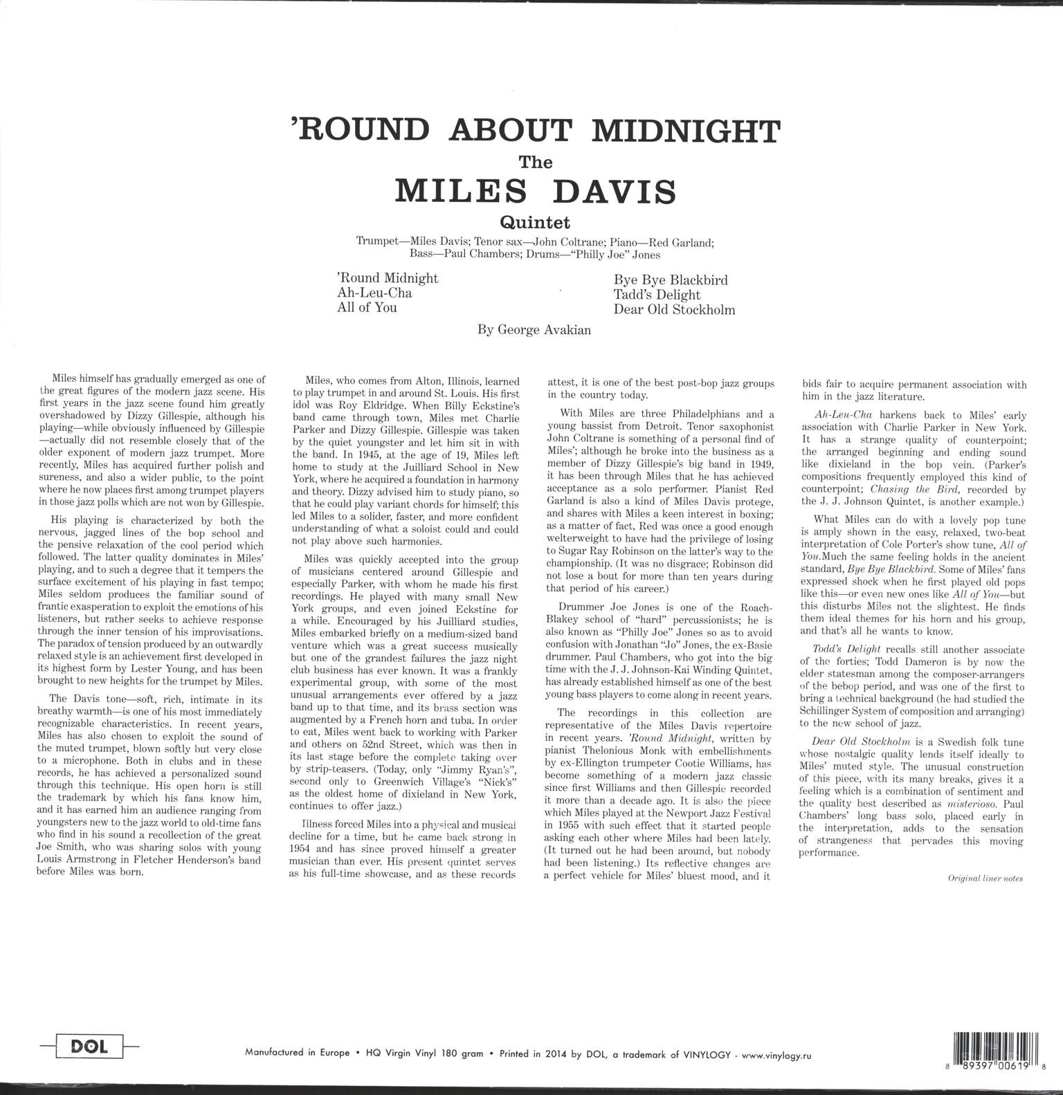Miles Davis: 'Round About Midnight, 1×LP (Vinyl)