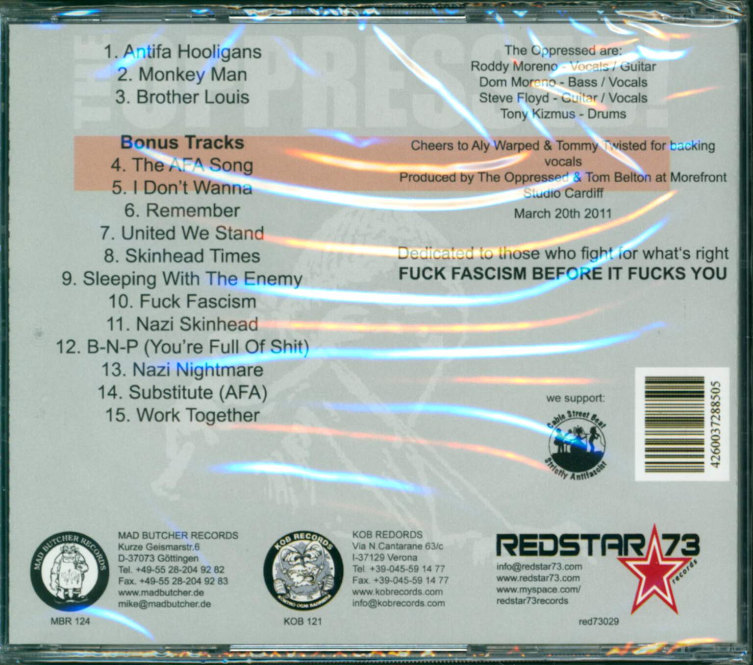 The Oppressed: Antifa Hooligans, 1×Mini CD