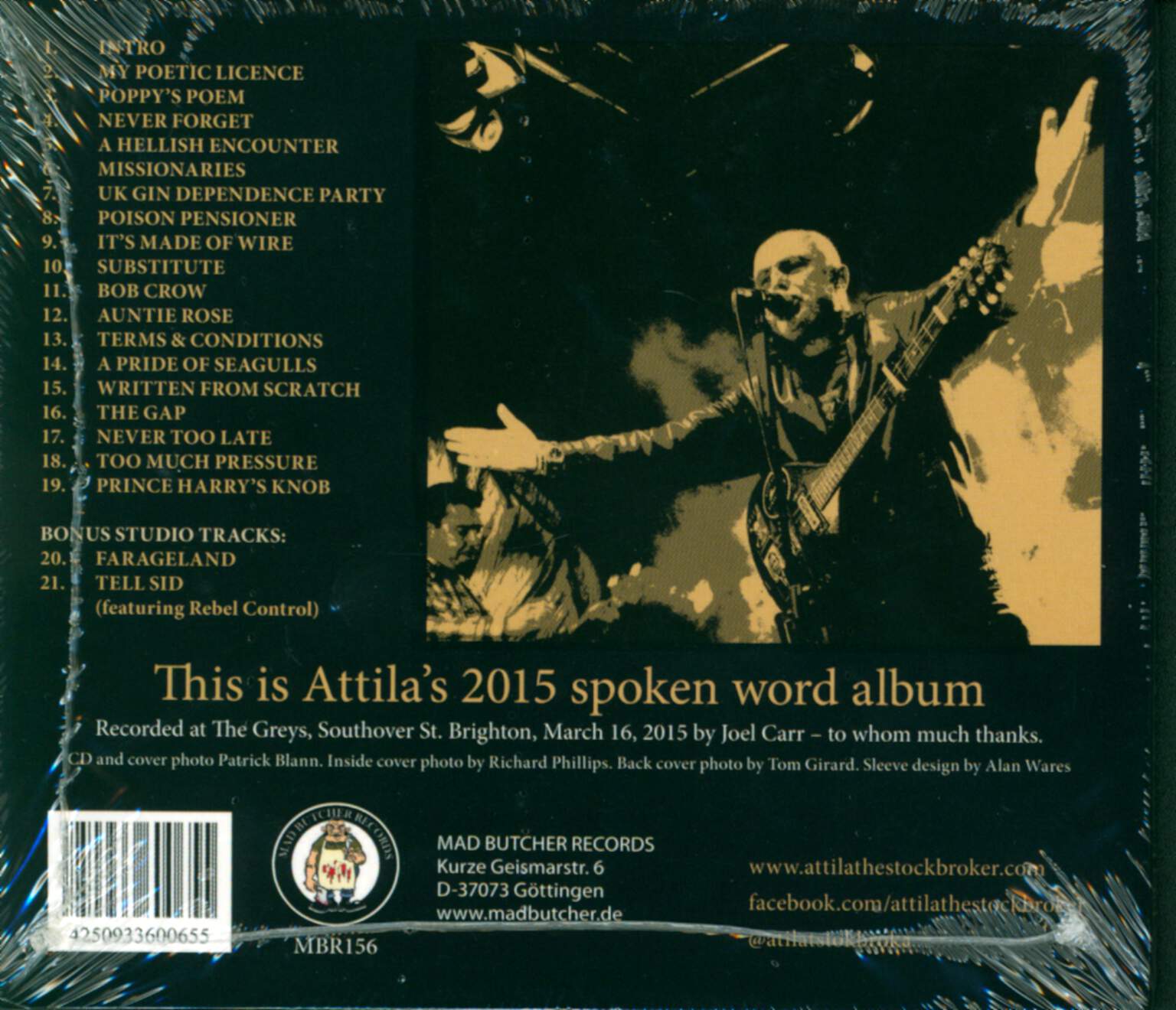 Attila the Stockbroker: Live At The Greys, 1×CD