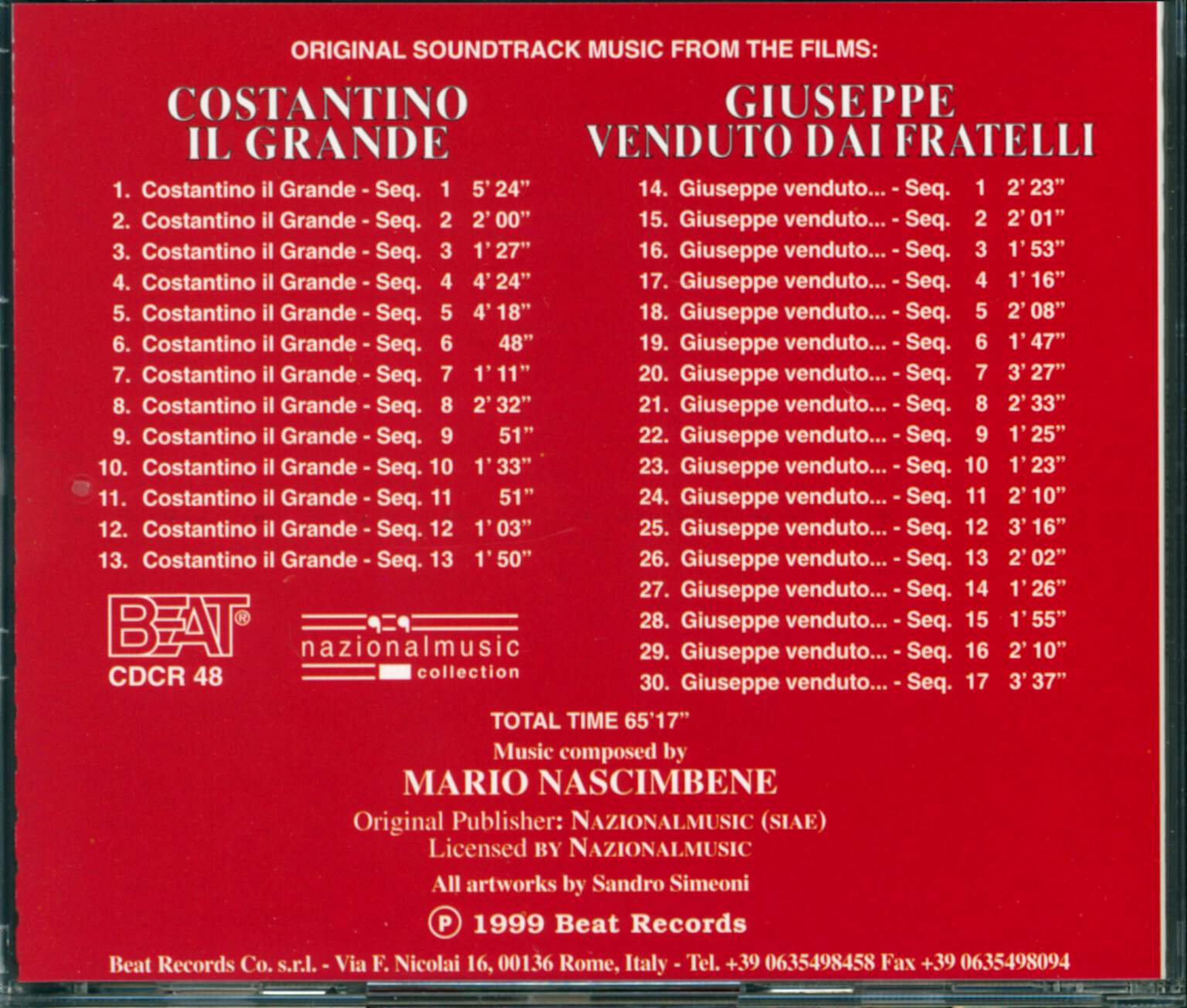 Mario Nascimbene: Costantino Il Grande / Giuseppe Venduto Dai Fratelli, 1×CD