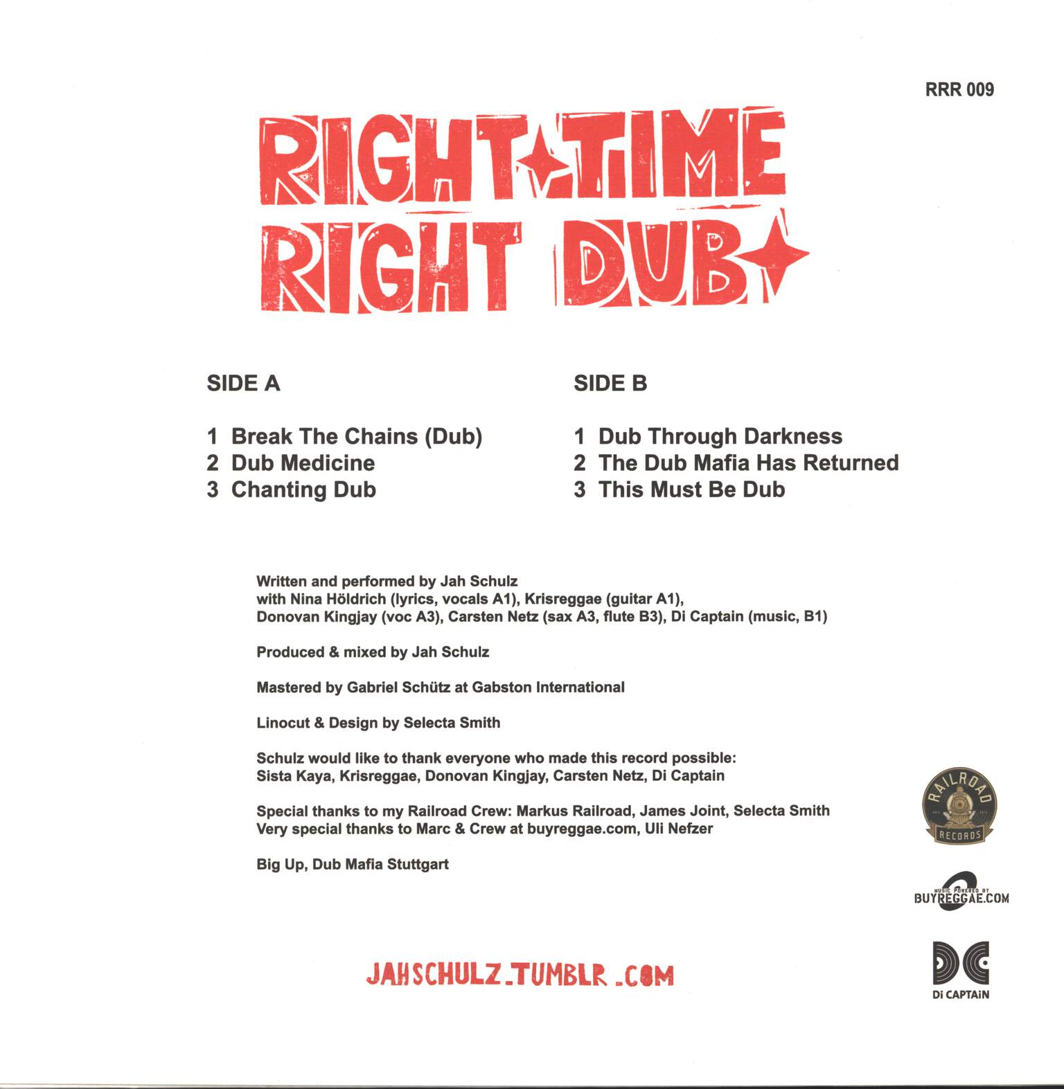 Jah Schulz: Right Time Right Dub, 1×LP (Vinyl)