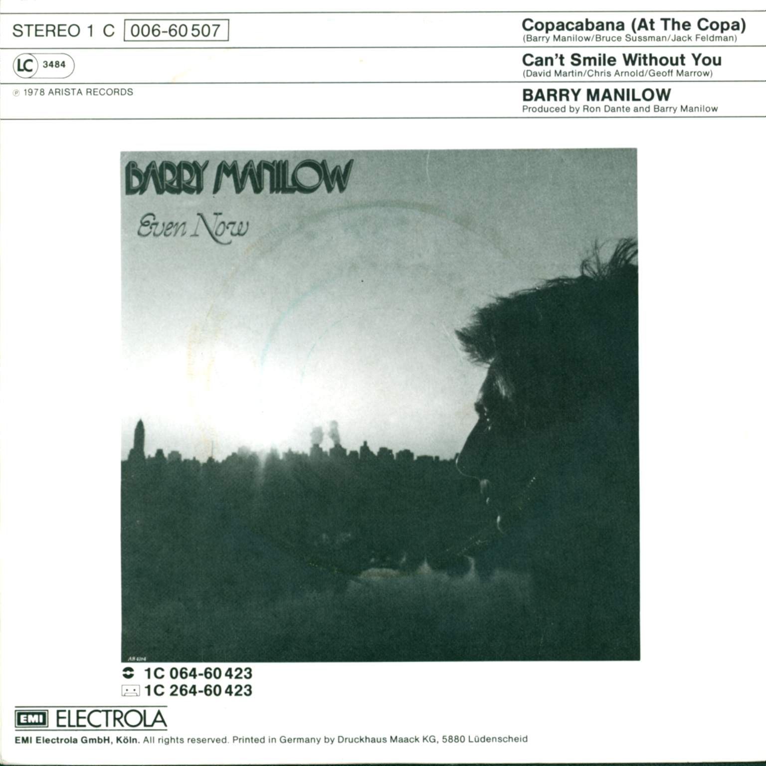 Barry Manilow: Copacabana / Can't Smile Without You, 1×7" Single (Vinyl)