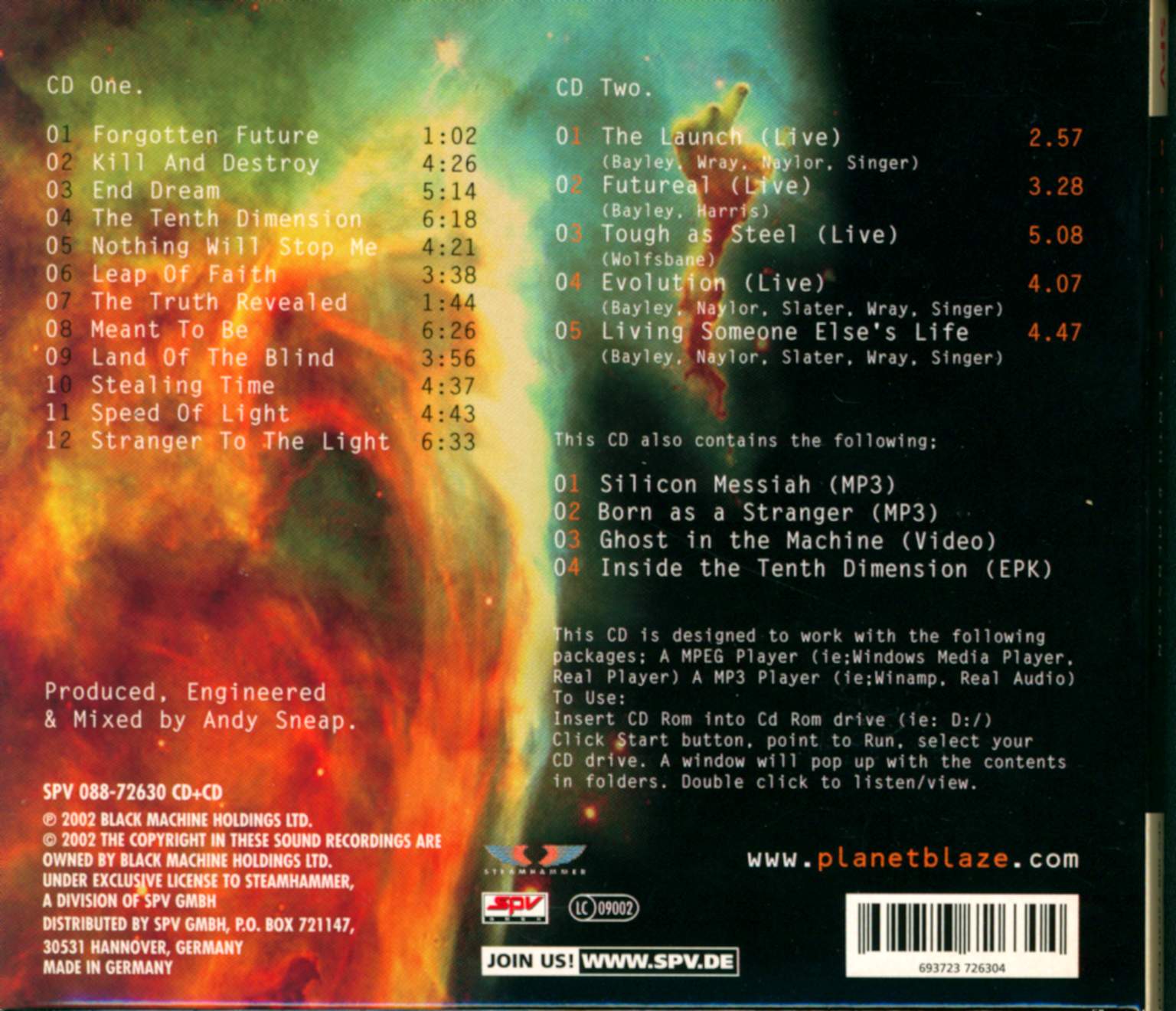 Blaze: Tenth Dimension, 1×CD, 1×CD