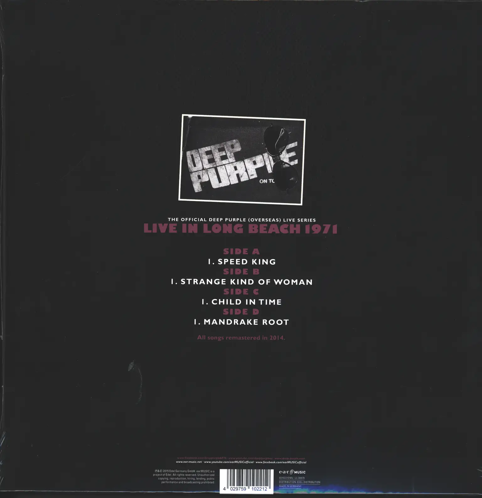 Deep Purple: Live In Long Beach 1971, 2×LP (Vinyl)