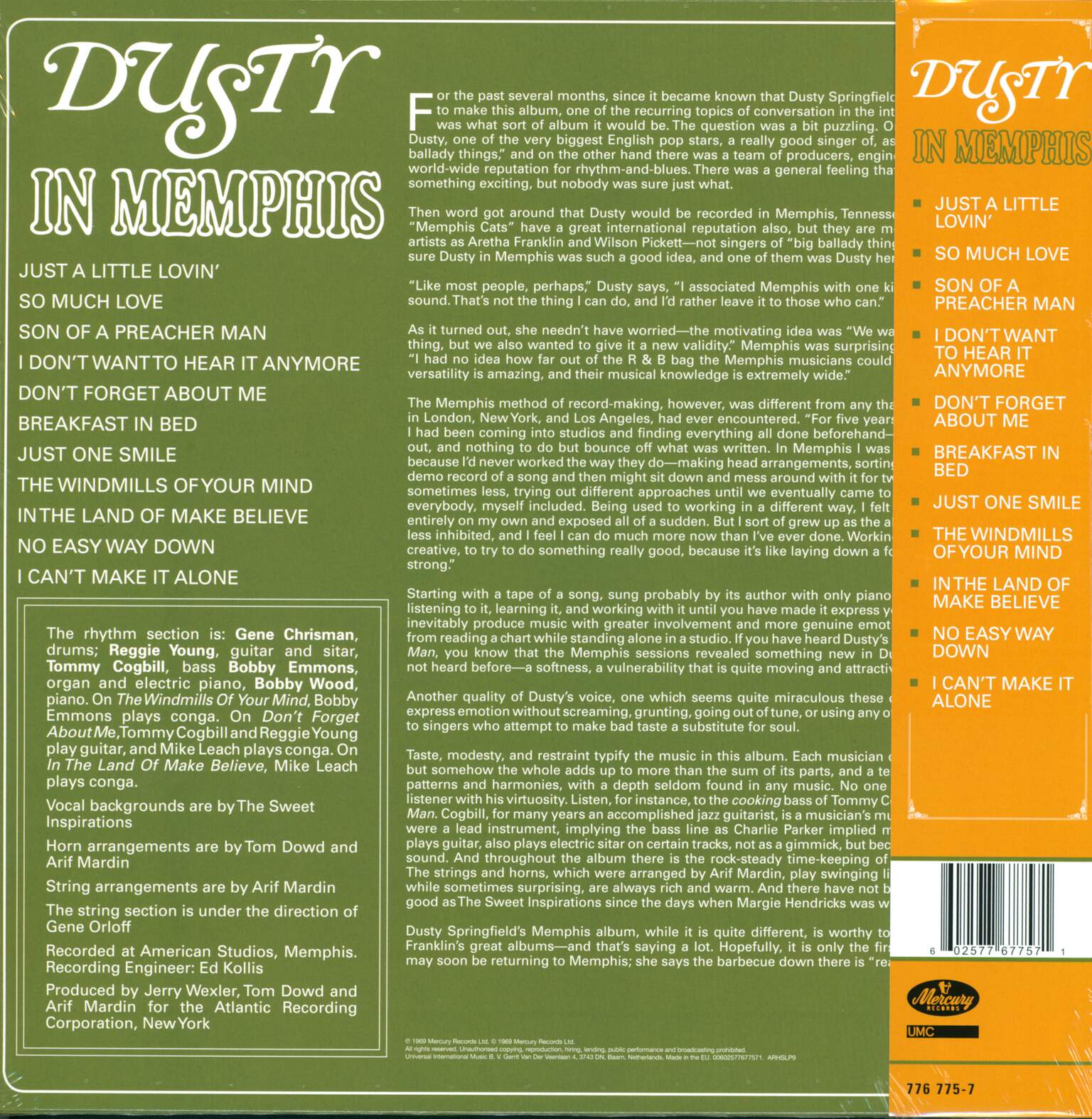 Dusty Springfield: Dusty In Memphis, 1×LP (Vinyl)