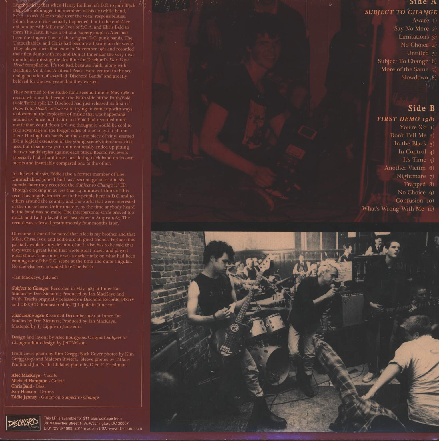 Faith: Subject To Change Plus First Demo, 1×LP (Vinyl)