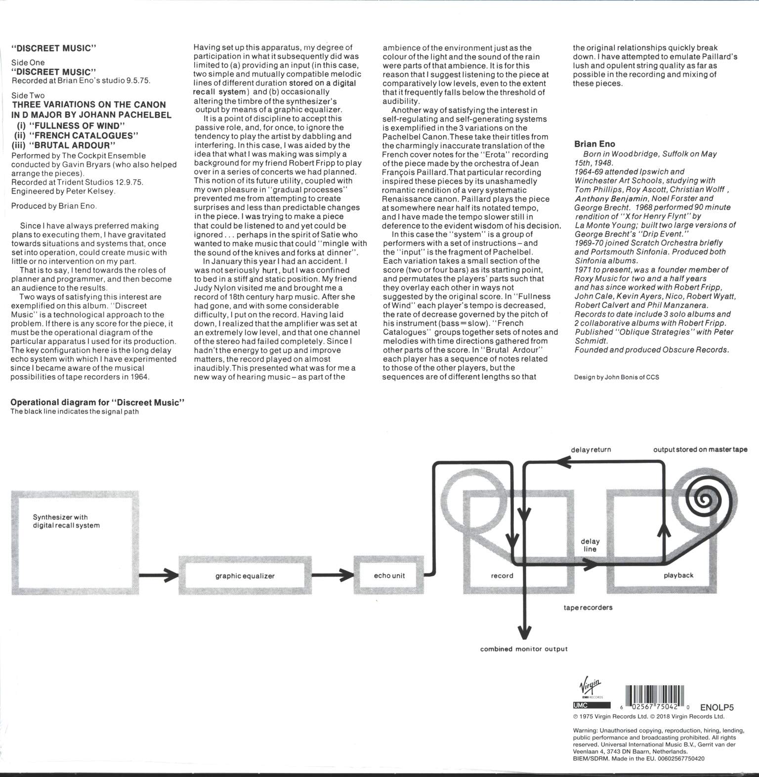 Brian Eno: Discreet Music, 1×LP (Vinyl)