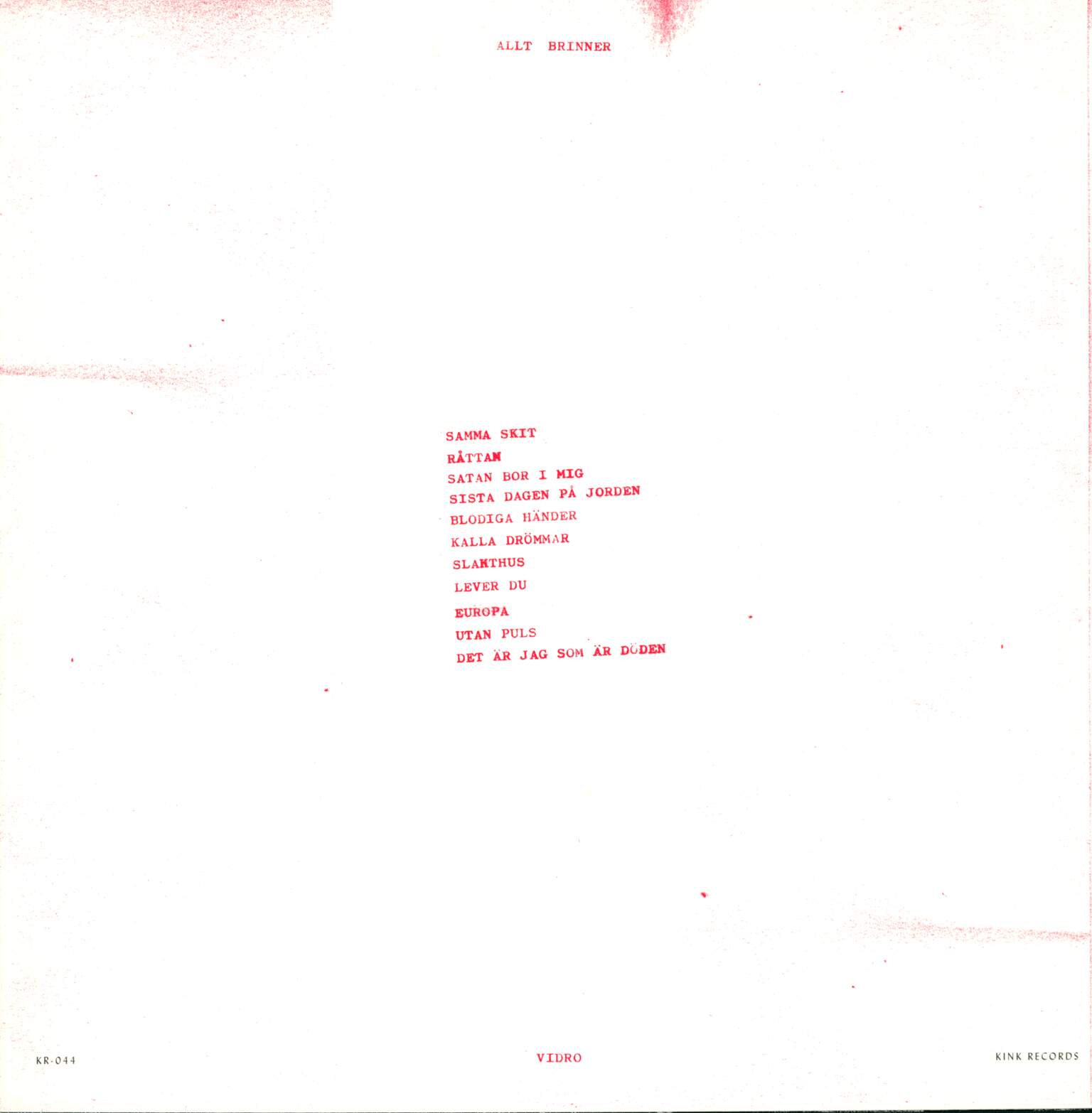 Vidro: Allt Brinner, 1×LP (Vinyl)