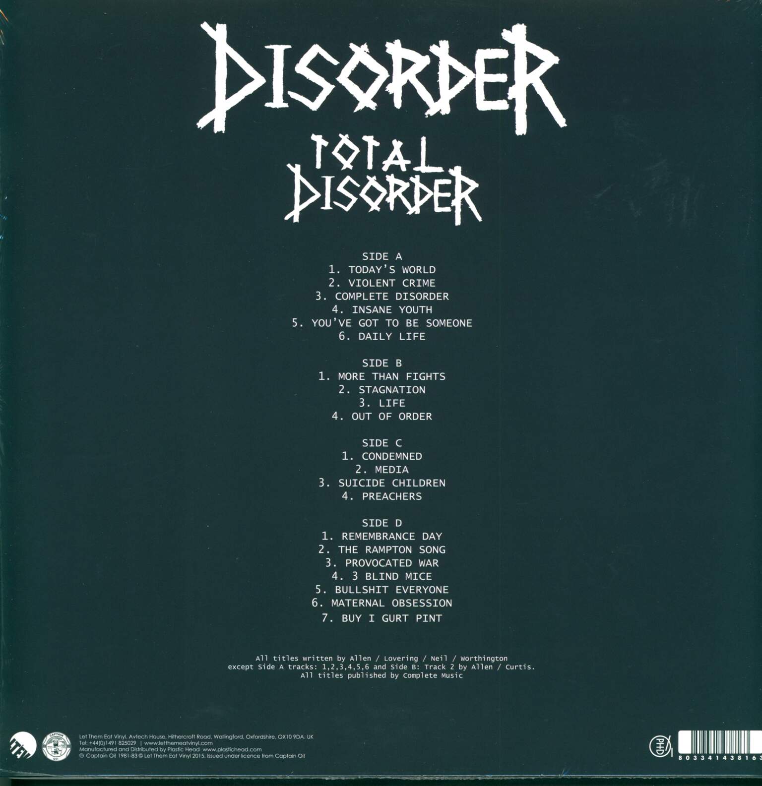 Disorder: Total Disorder, 2×LP (Vinyl)