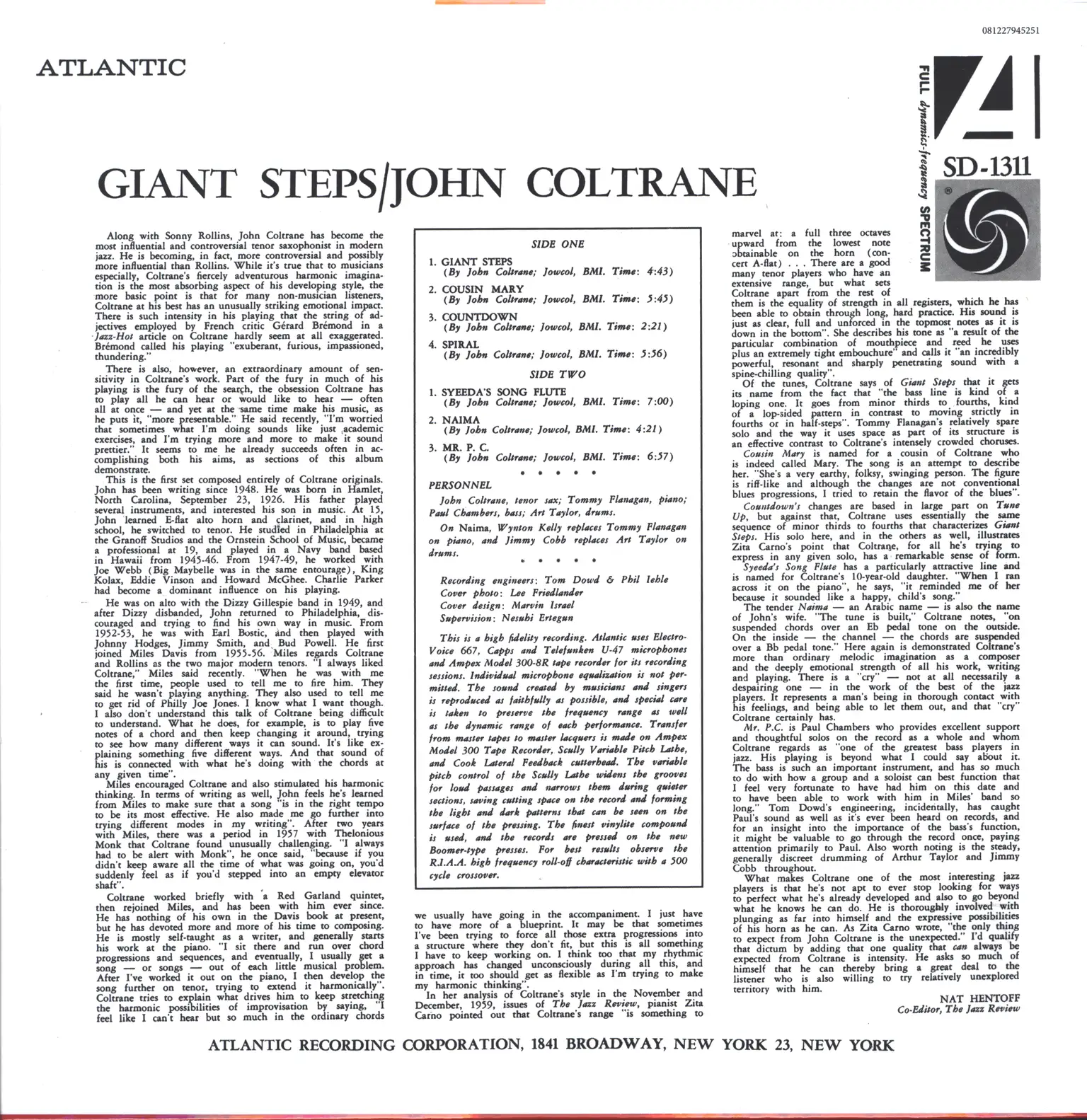 John Coltrane: Giant Steps, 1×LP (Vinyl)