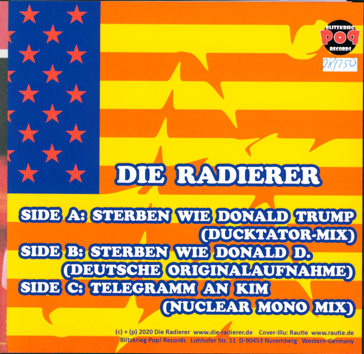 Die Radierer: 'Sterben wie Donald Trump / Telegramm an Kim', 2×7" Single (Vinyl)