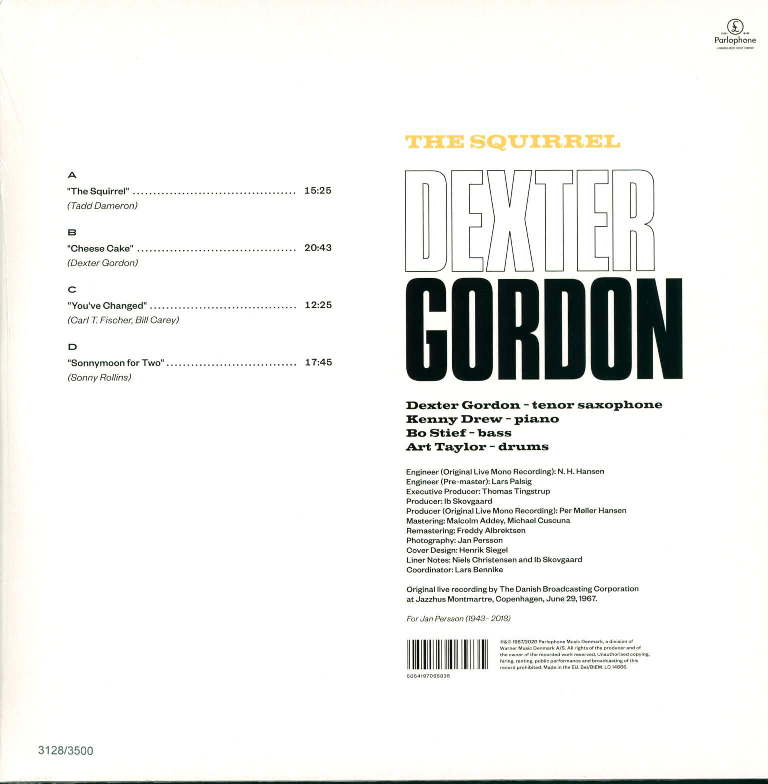 Dexter Gordon: The Squirrel (Live At Montmartre Copenhagen '67), 2×LP (Vinyl)