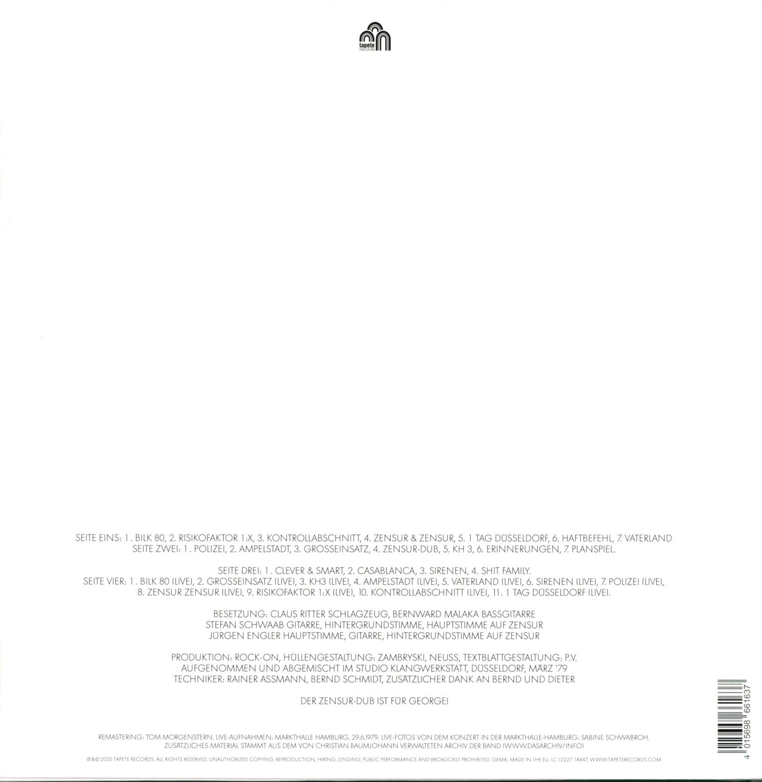 Male: Zensur & Zensur, 1×LP (Vinyl), 1×LP (Vinyl)