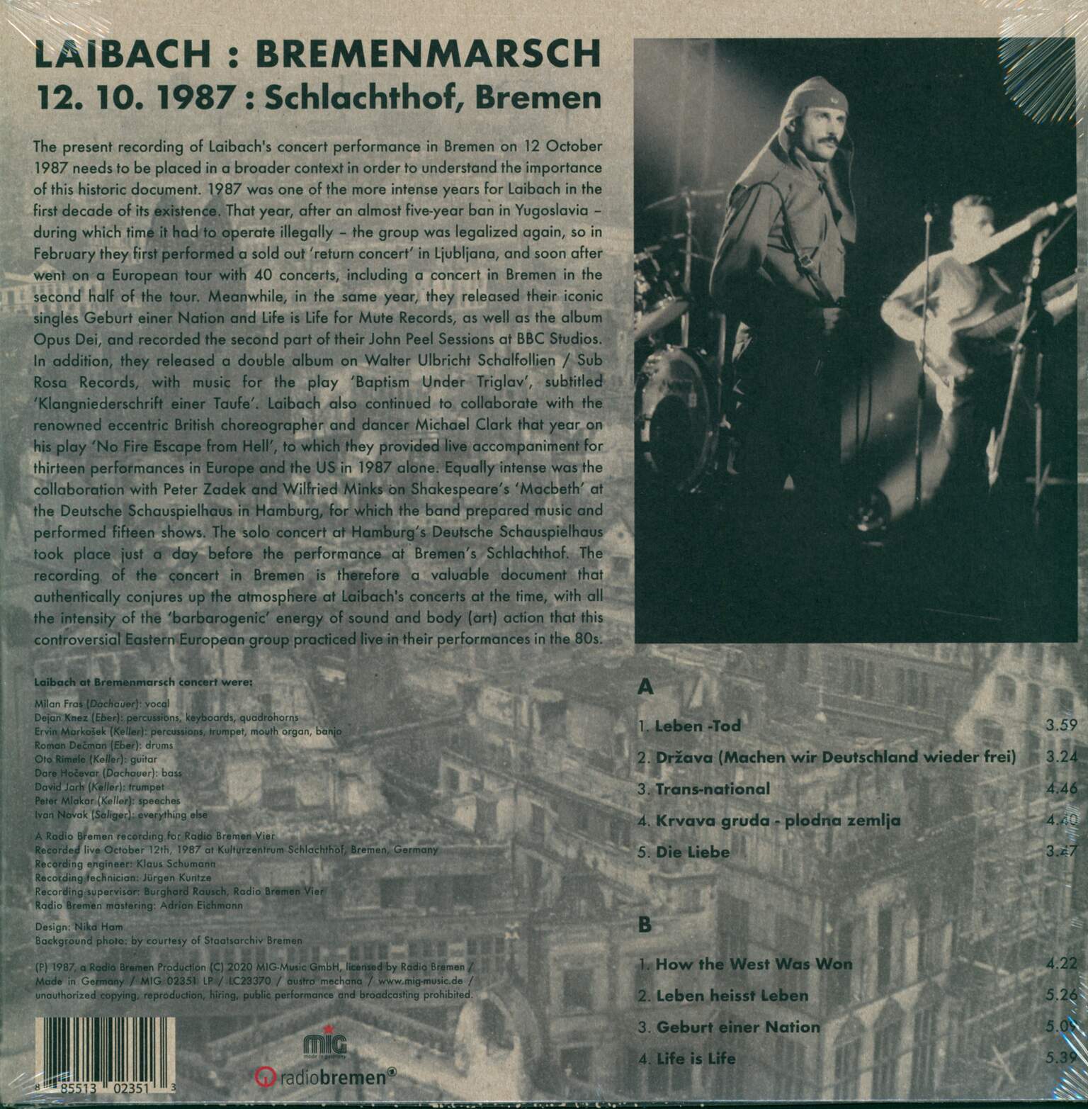 Laibach: Bremenmarsch (Live At Schlachthof 12.10.1987), 1×LP (Vinyl), 1×CD